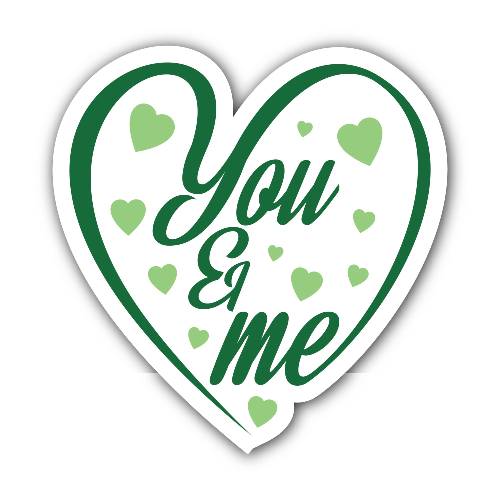 You and me Love Sticker, Waterproof Vinyl Decal Sticker Indoor Or Outdoor 2 (Pieces) 3" and 5"