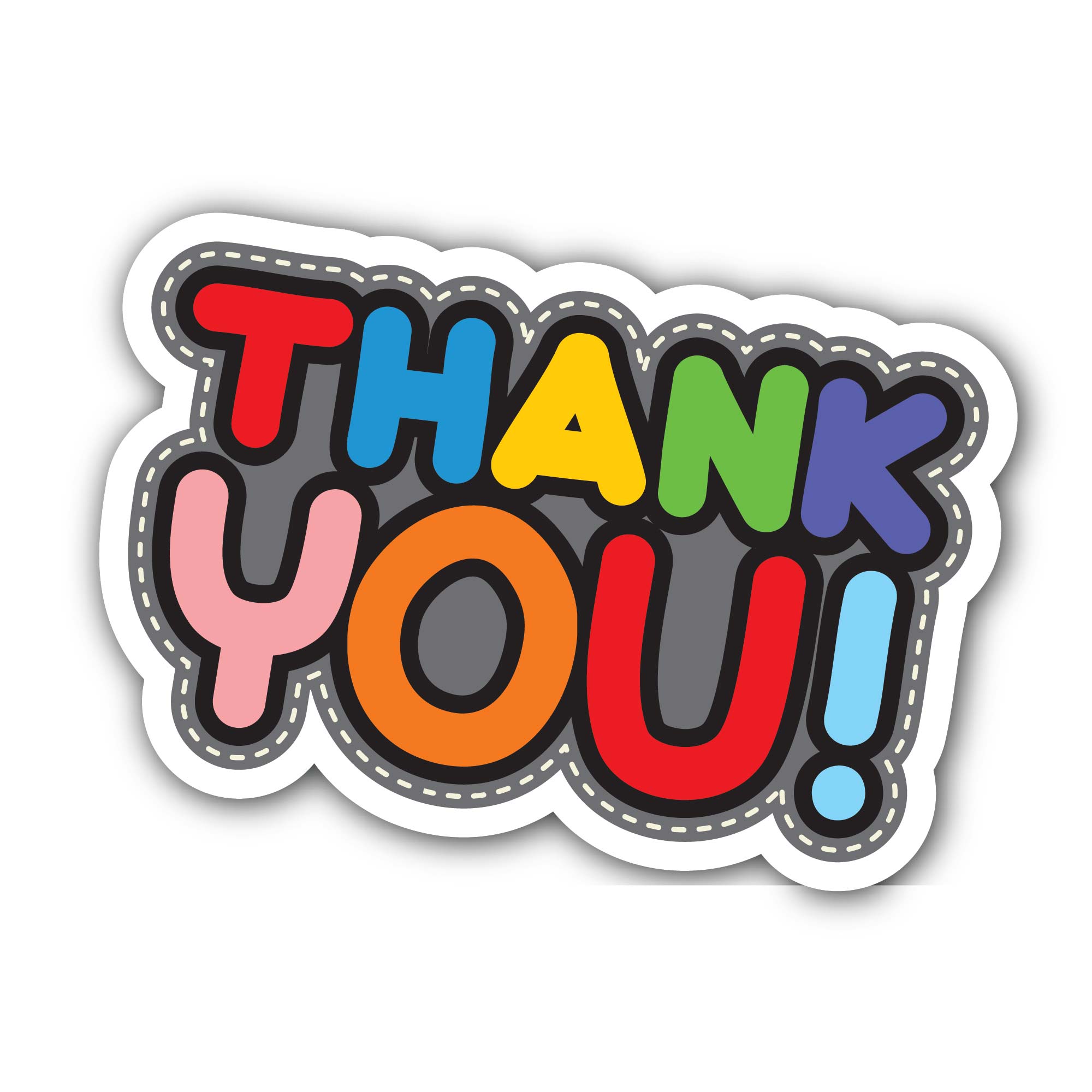Colorful Thank You message Sticker, Waterproof Vinyl Decal Sticker Indoor Or Outdoor 2 (Pieces) 3" and 5"