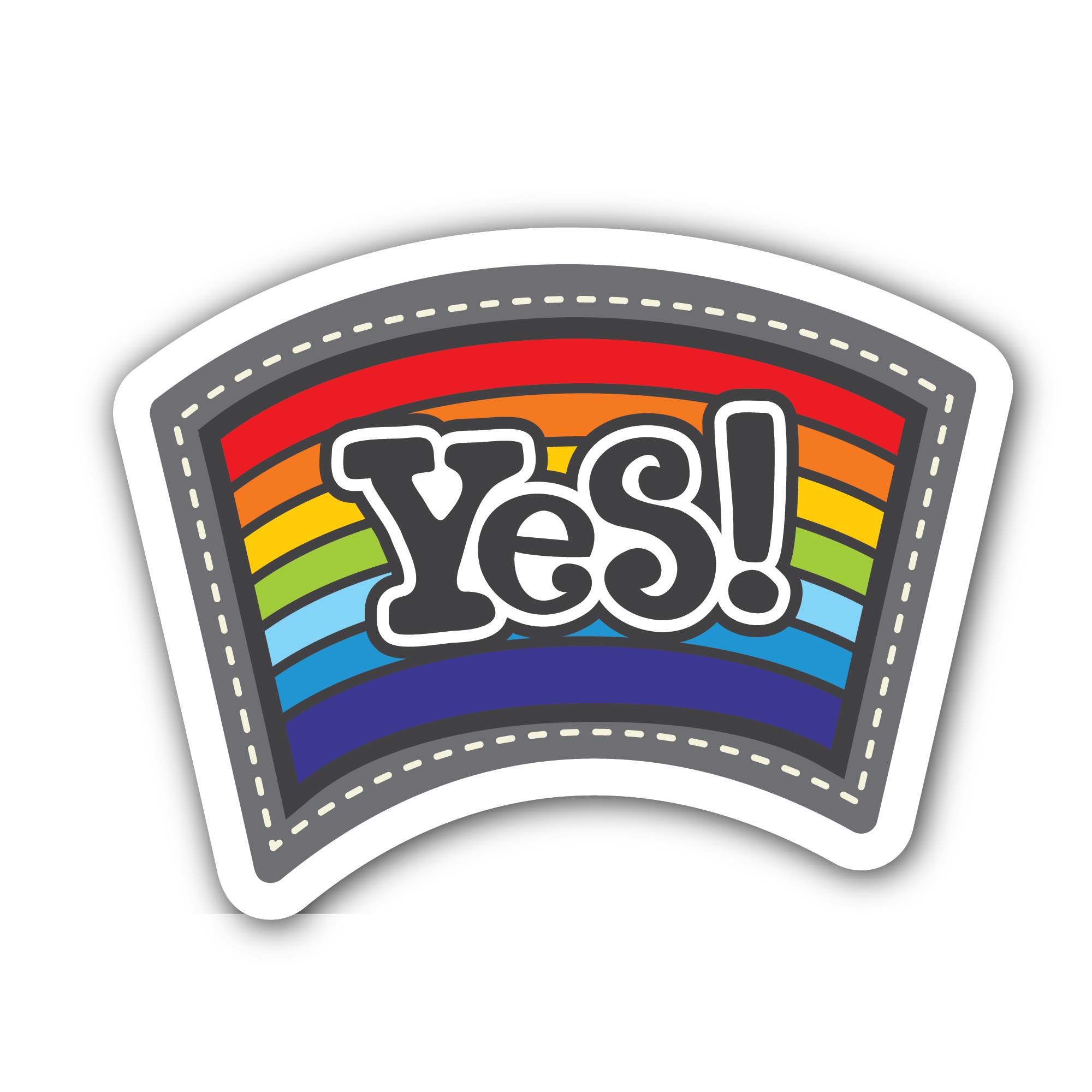 Rainbow color and Yes Sticker, Waterproof Vinyl Decal Sticker Indoor Or Outdoor 2 (Pieces) 3" and 5"