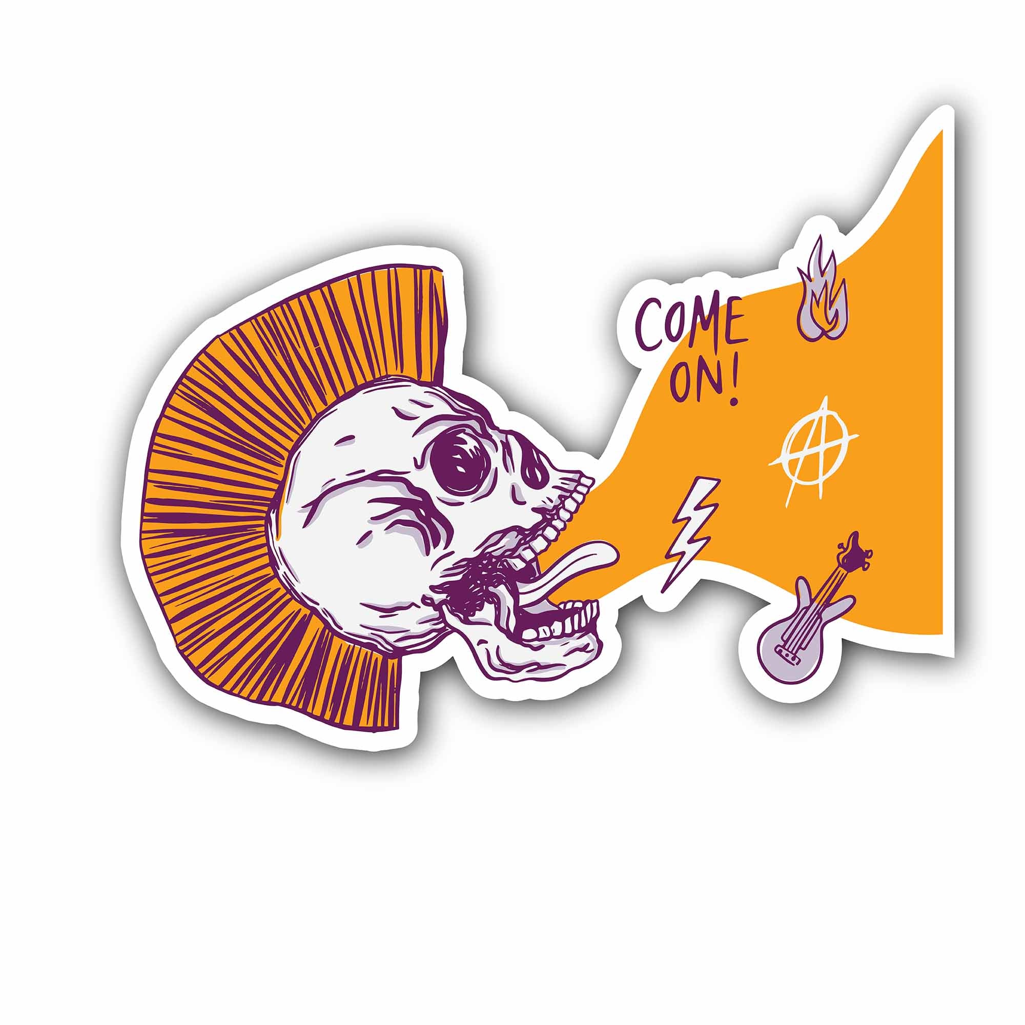 Come on Skull Sticker, Waterproof Vinyl Decal Sticker Indoor Or Outdoor 2 (Pieces) 3" and 5"