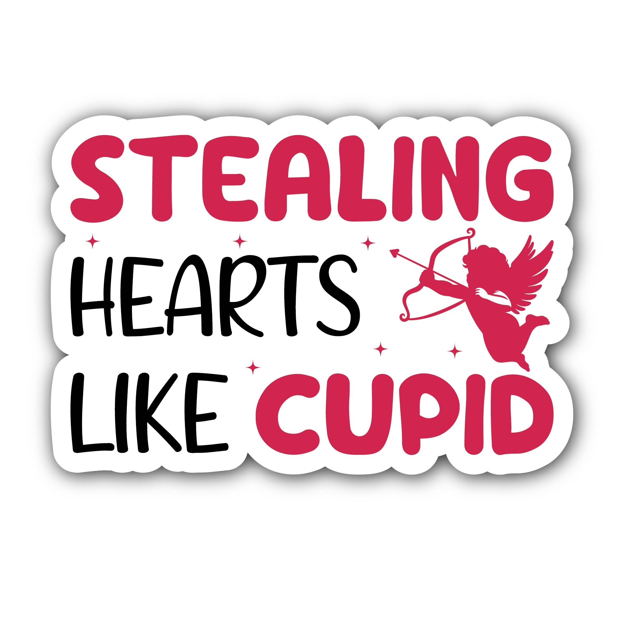 Stealing Hearts Like Cupid Sticker, Waterproof Vinyl Decal Sticker Indoor Or Outdoor 2 (Pieces) 3" and 5"