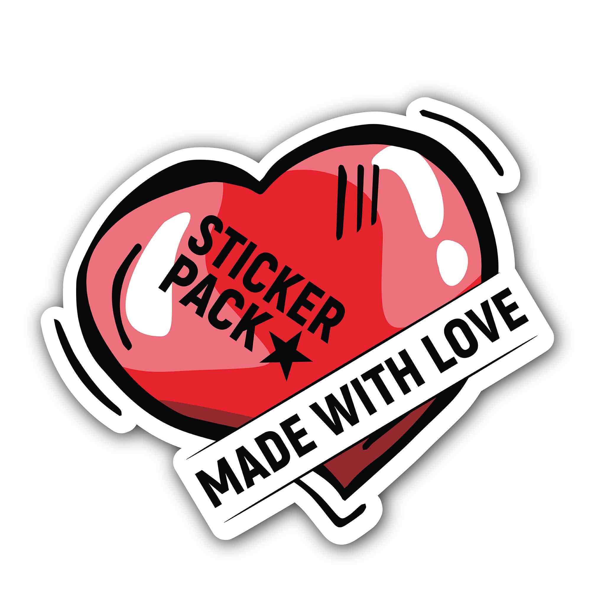 Made with Love Sticker, Waterproof Vinyl Decal Sticker Indoor Or Outdoor 2 (Pieces) 3" and 5"