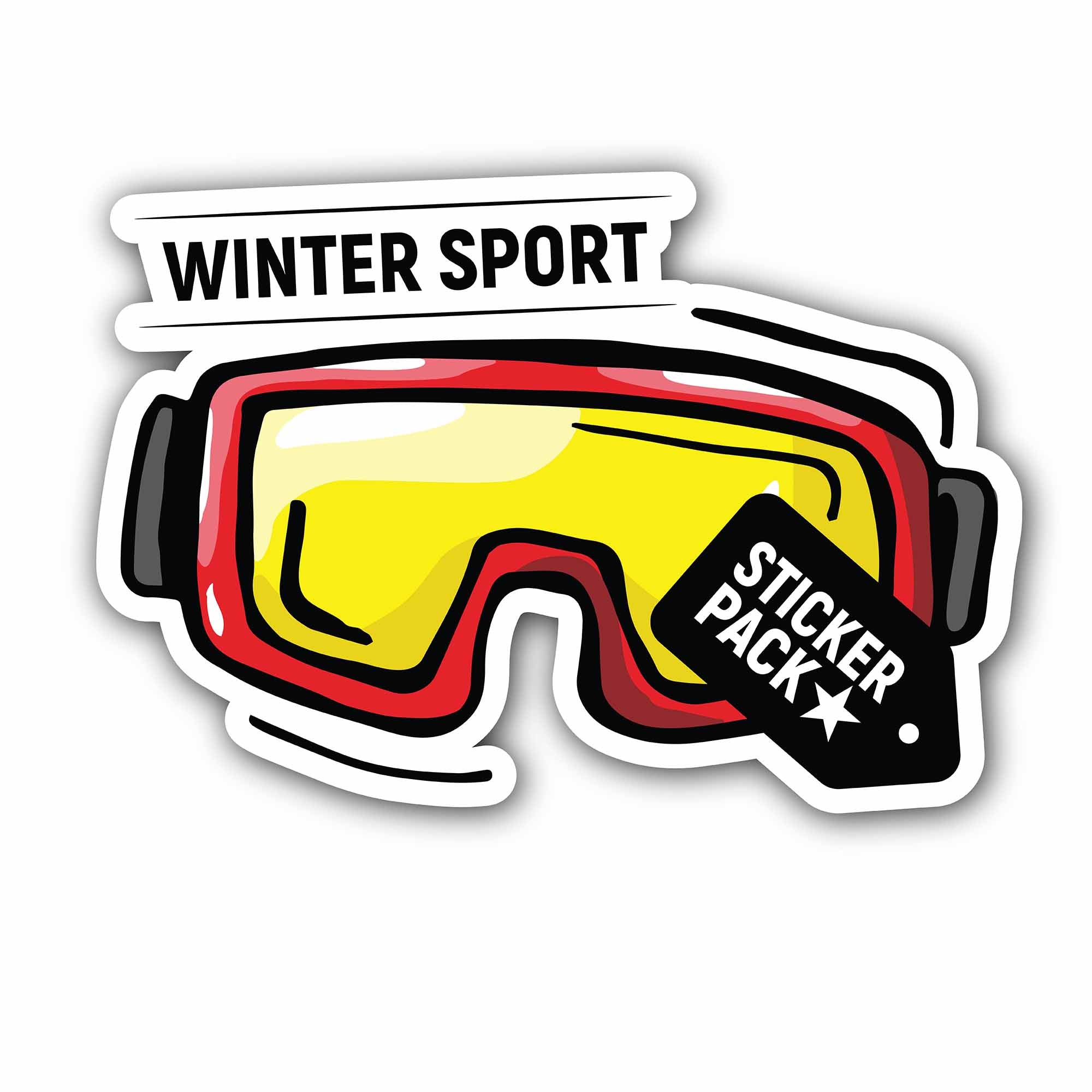 Winter Sport Goggles Sticker, Waterproof Vinyl Decal Sticker Indoor Or Outdoor 2 (Pieces) 3" and 5"
