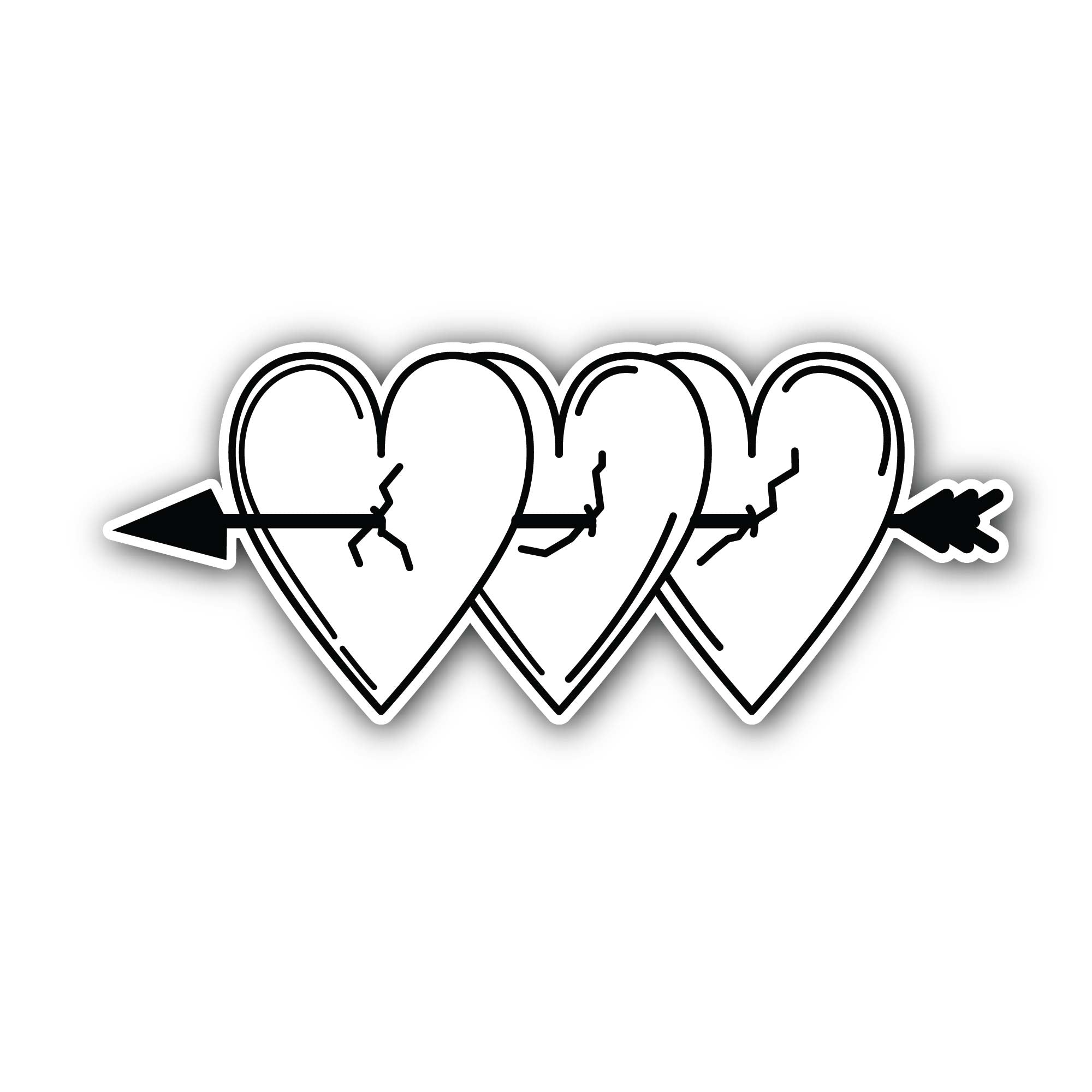 Three harts with arrow Sticker, Waterproof Vinyl Decal Sticker Indoor Or Outdoor 2 (Pieces) 3" and 5"