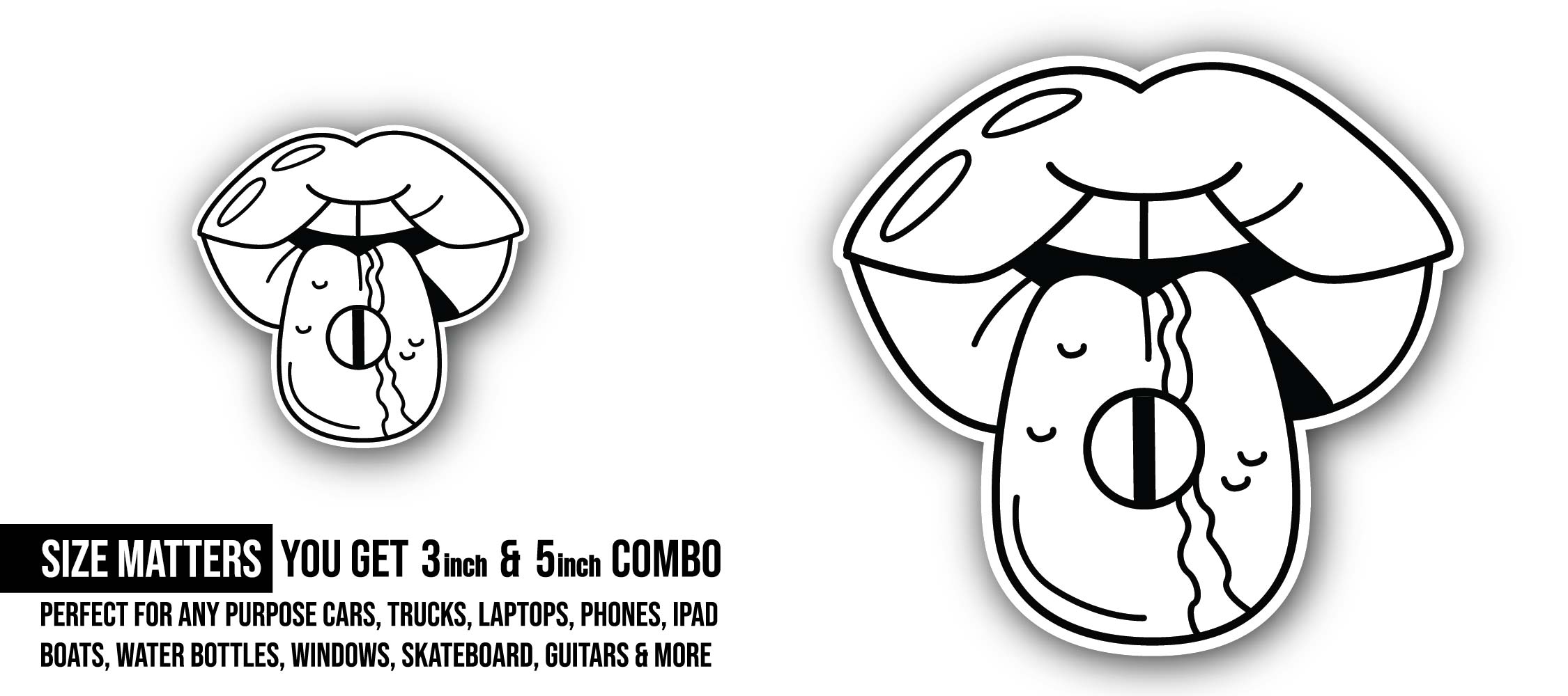 Tongue piercing Sticker, Waterproof Vinyl Decal Sticker Indoor Or Outdoor 2 (Pieces) 3" and 5"