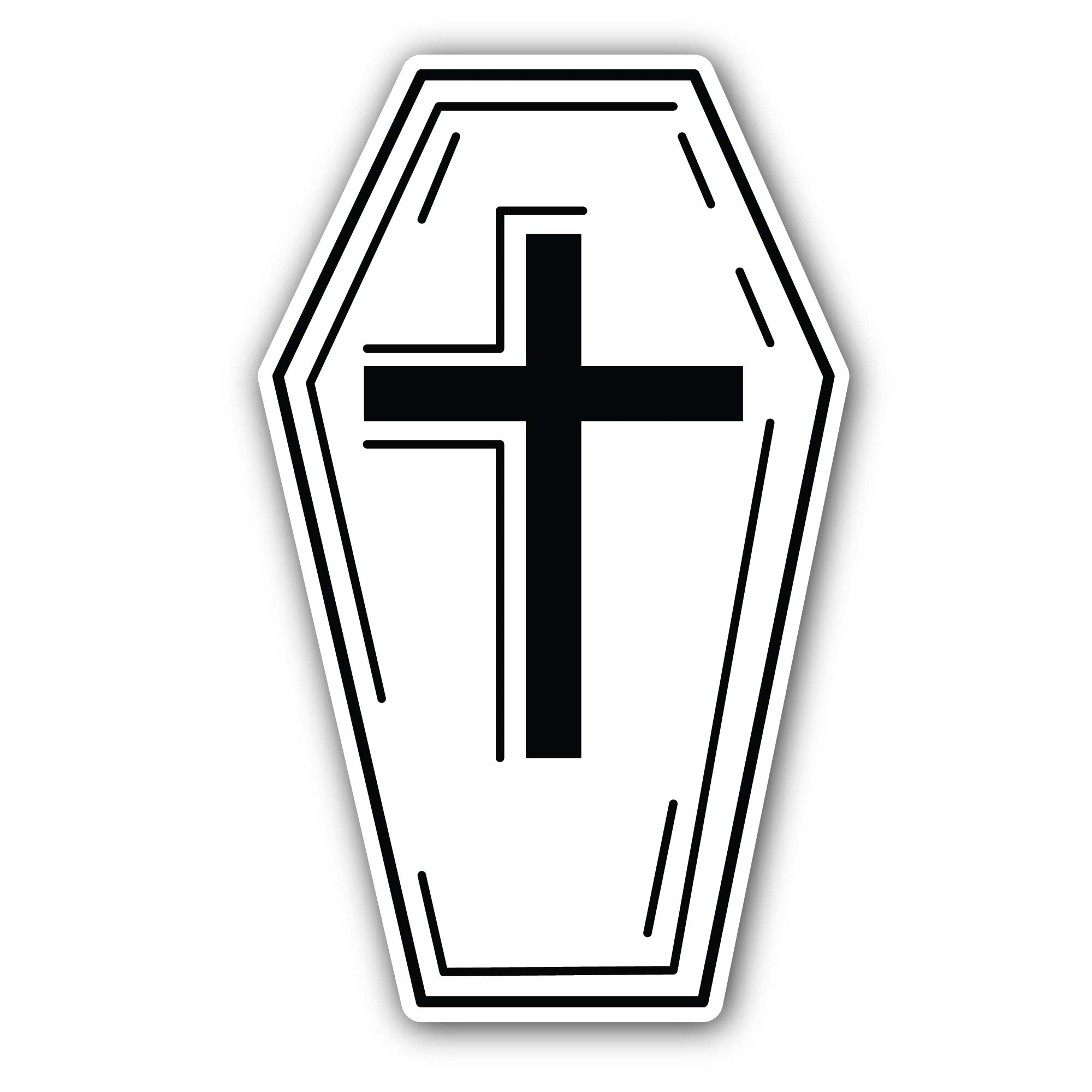 Black Coffin Sticker, Waterproof Vinyl Decal Sticker Indoor Or Outdoor 2 (Pieces) 3" and 5"