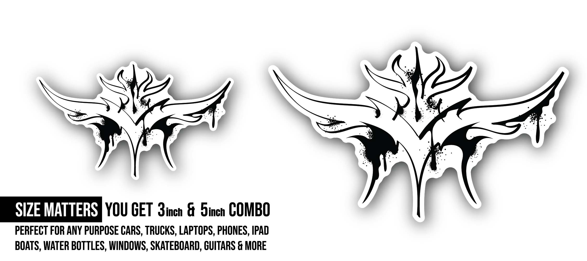 Tribal tattoo Sticker, Waterproof Vinyl Decal Sticker Indoor Or Outdoor 2 (Pieces) 3" and 5"
