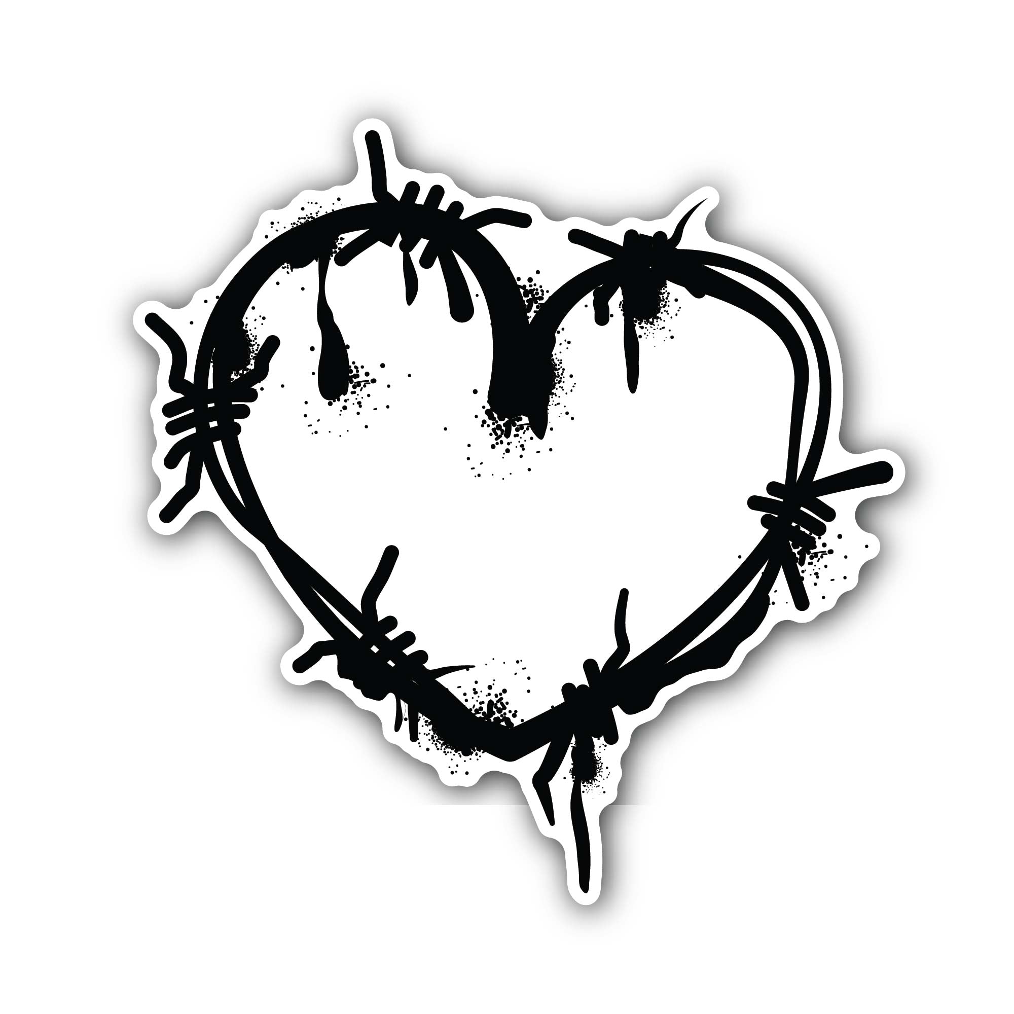 Barb wire heart Sticker, Waterproof Vinyl Decal Sticker Indoor Or Outdoor 2 (Pieces) 3" and 5"