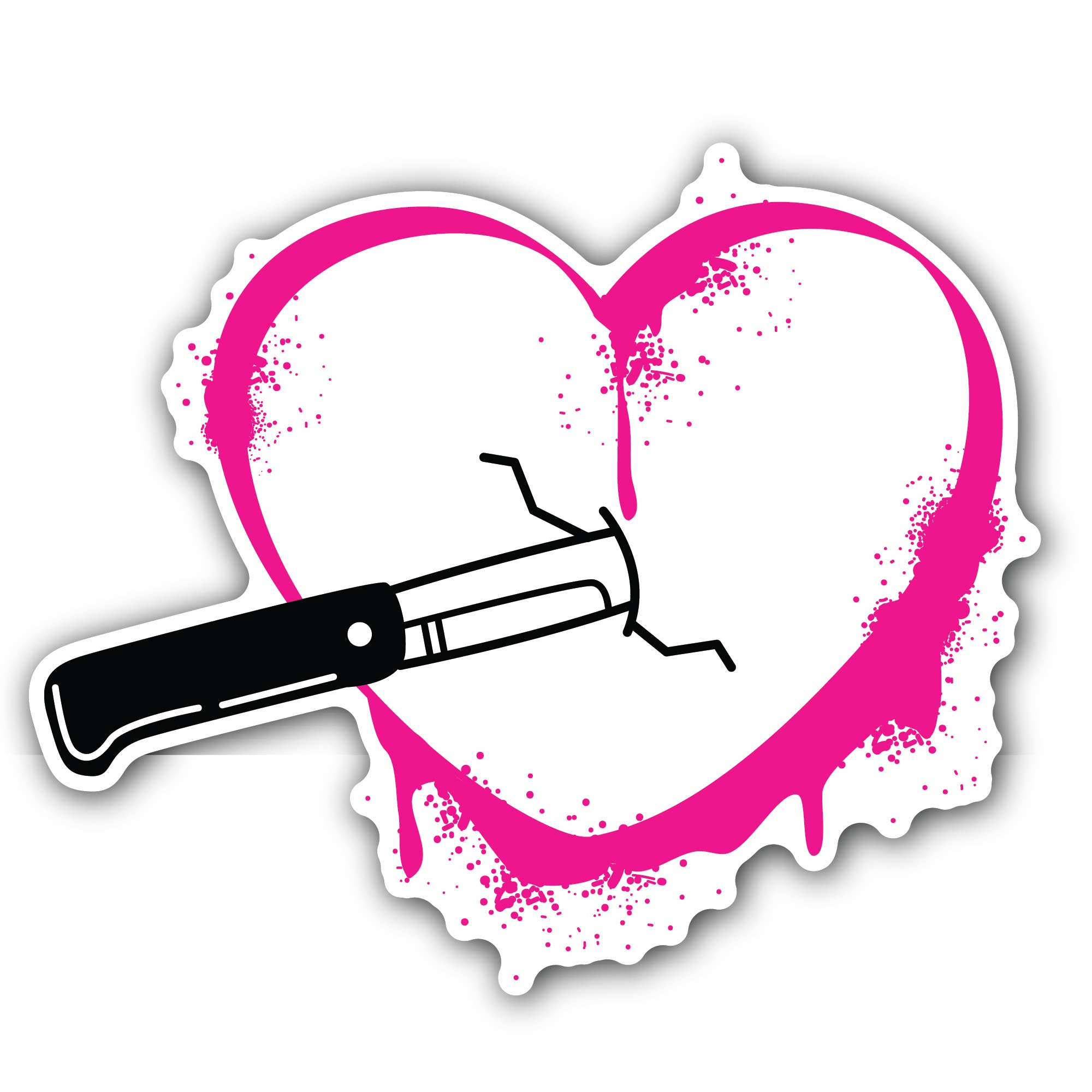 Love hurts vector art Sticker, Waterproof Vinyl Decal Sticker Indoor Or Outdoor 2 (Pieces) 3" and 5"