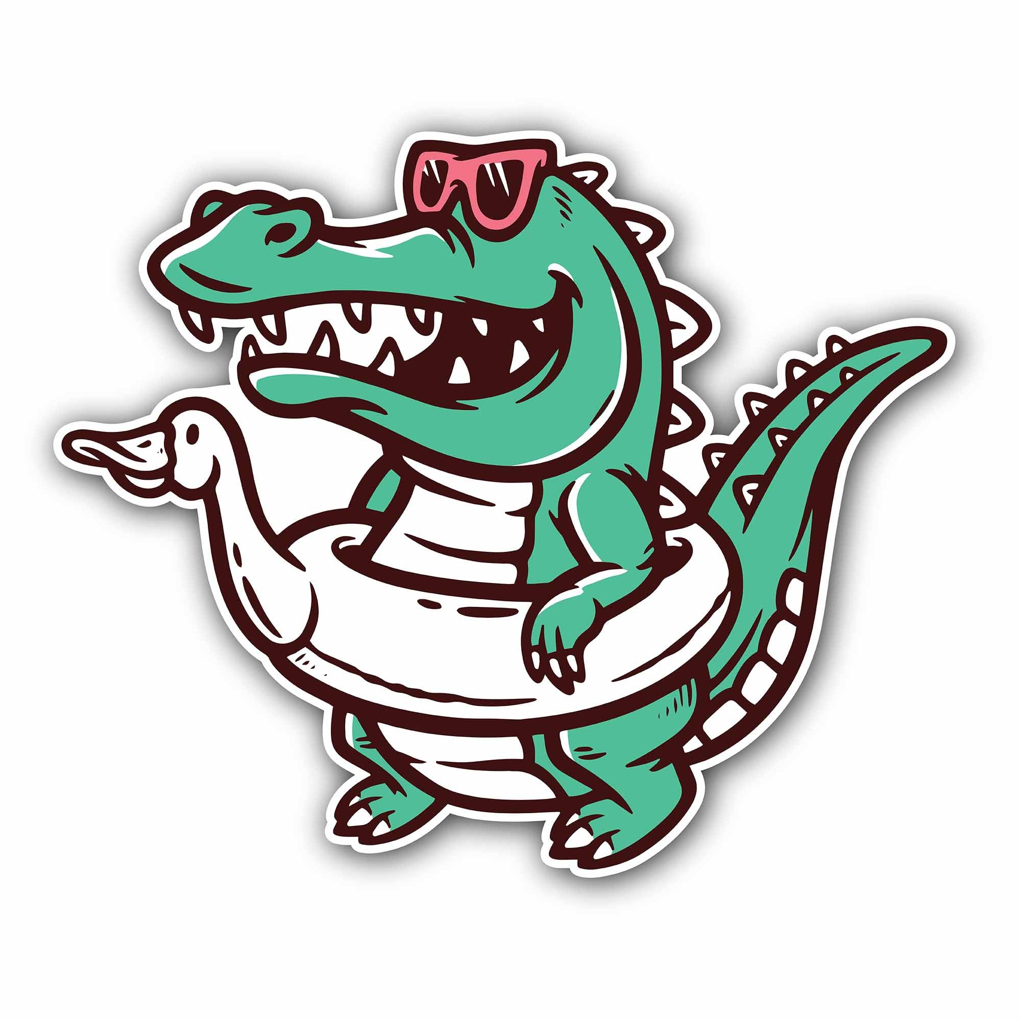 Chill Crocodile Sticker, Waterproof Vinyl Decal Sticker Indoor Or Outdoor 2 (Pieces) 3" and 5"