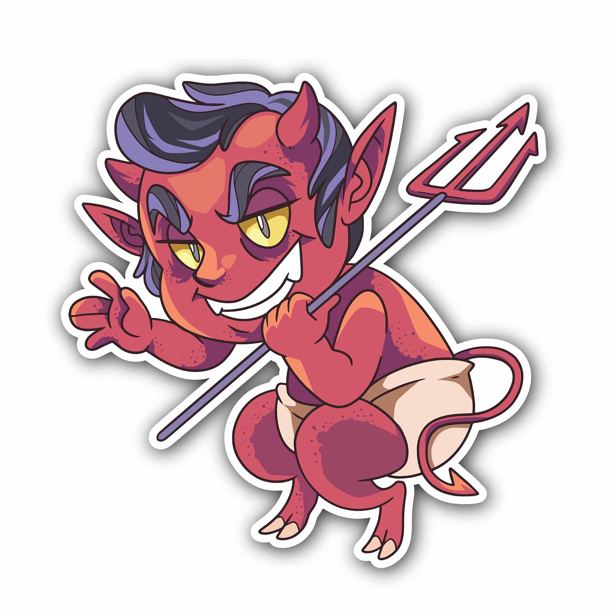 Little Devil Sticker, Waterproof Vinyl Decal Sticker Indoor Or Outdoor 2 (Pieces) 3" and 5"