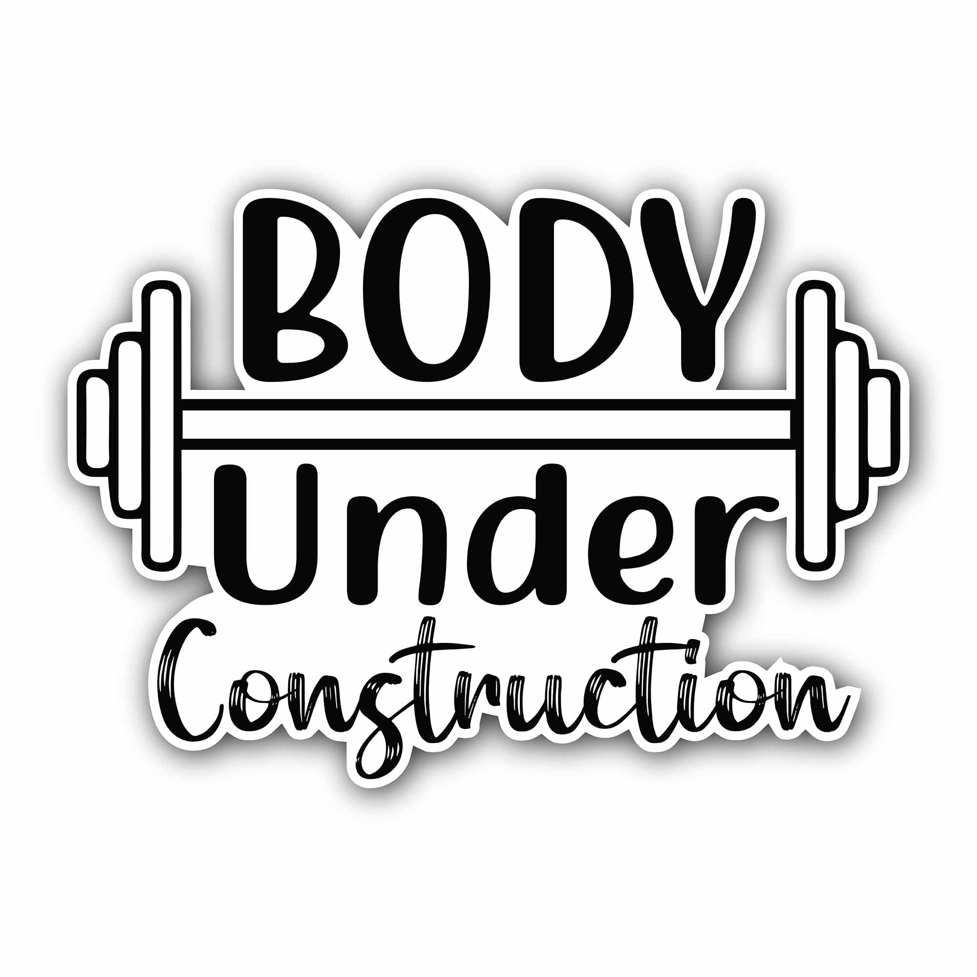 Body Under Construction Text Sticker, Waterproof Vinyl Decal Sticker Indoor Or Outdoor 2 (Pieces) 3" and 5"