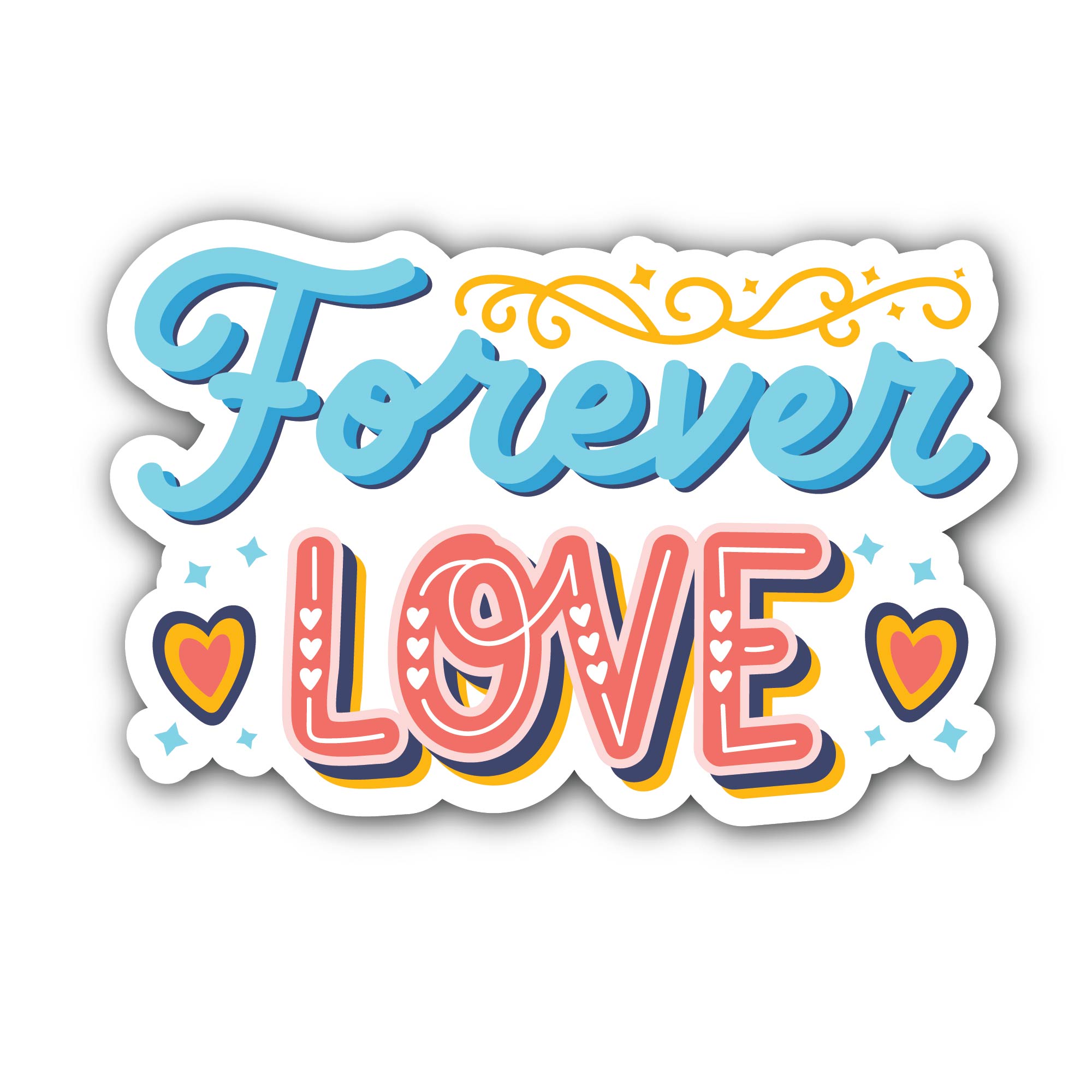 Love Forever Sticker, Waterproof Vinyl Decal Sticker Indoor Or Outdoor 2 (Pieces) 3" and 5"