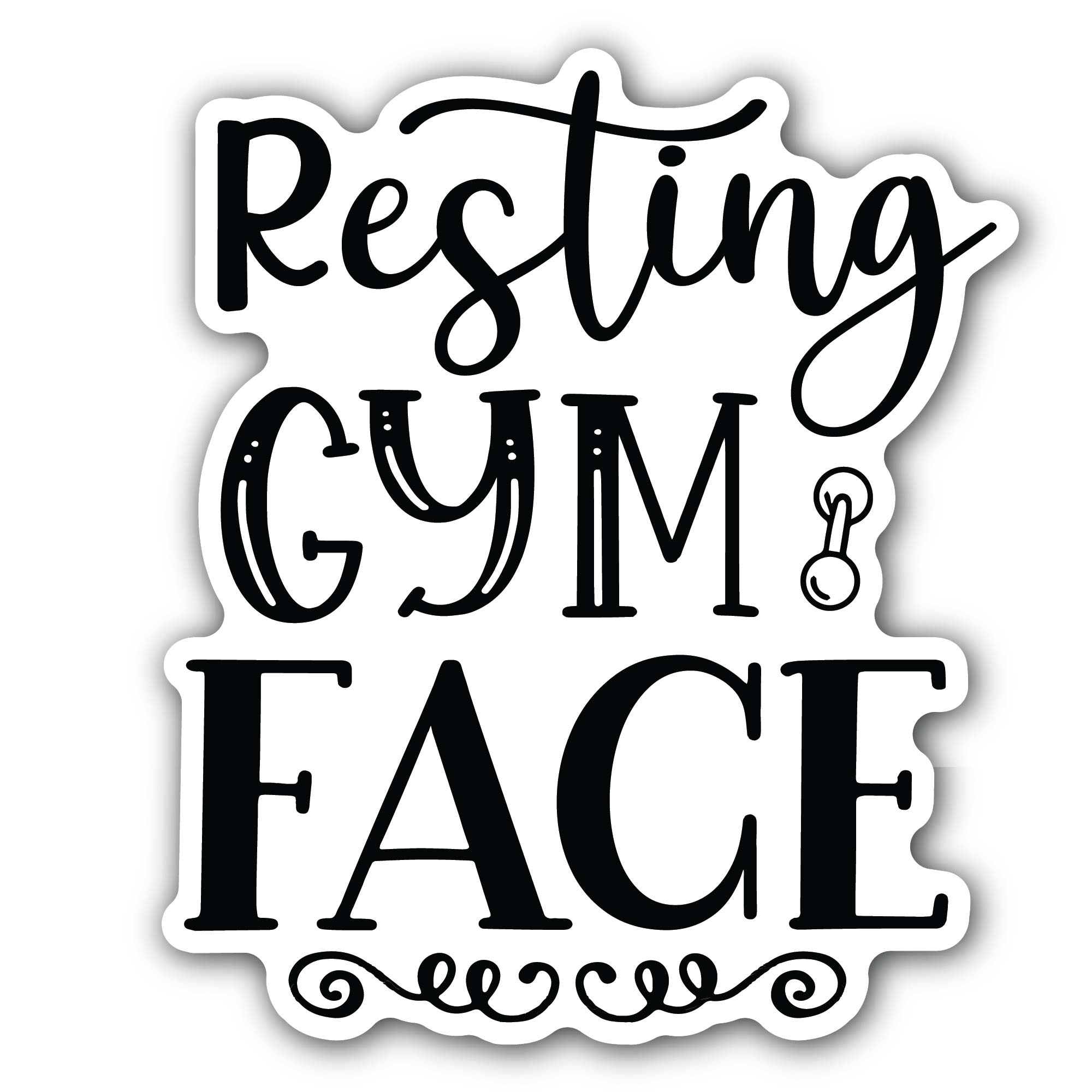 Resting Gym Face Sticker, Waterproof Vinyl Decal Sticker Indoor Or Outdoor 2 (Pieces) 3" and 5"