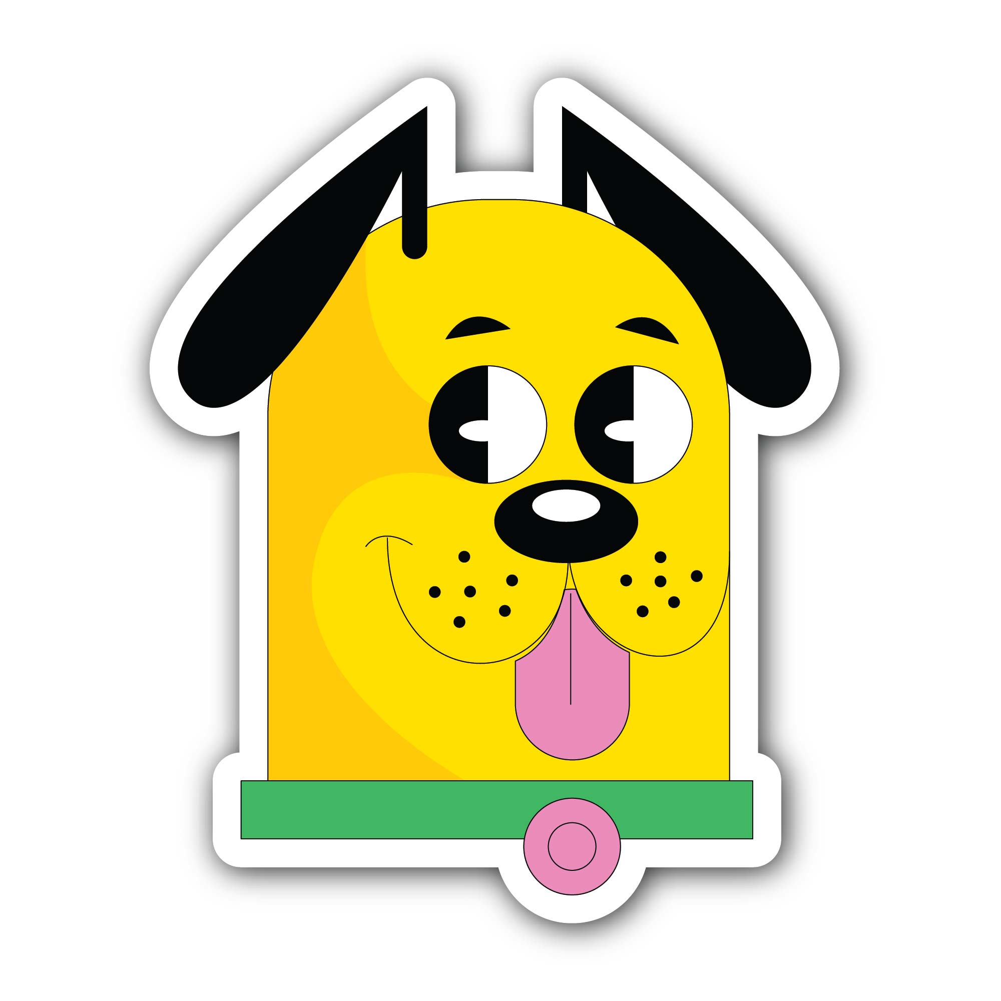 Cute Yellow Dog Sticker, Waterproof Vinyl Decal Sticker Indoor Or Outdoor 2 (Pieces) 3" and 5"