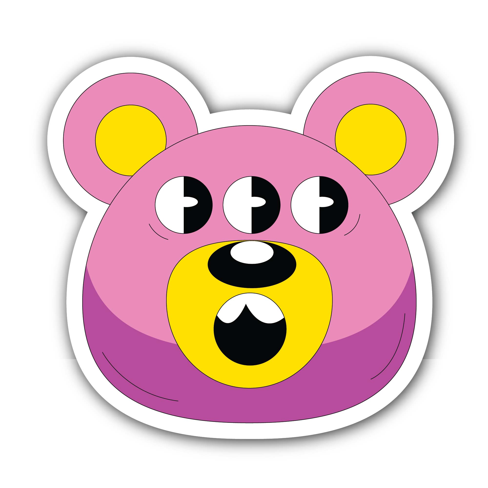 Tri-Eye Bear Sticker, Waterproof Vinyl Decal Sticker Indoor Or Outdoor 2 (Pieces) 3" and 5"