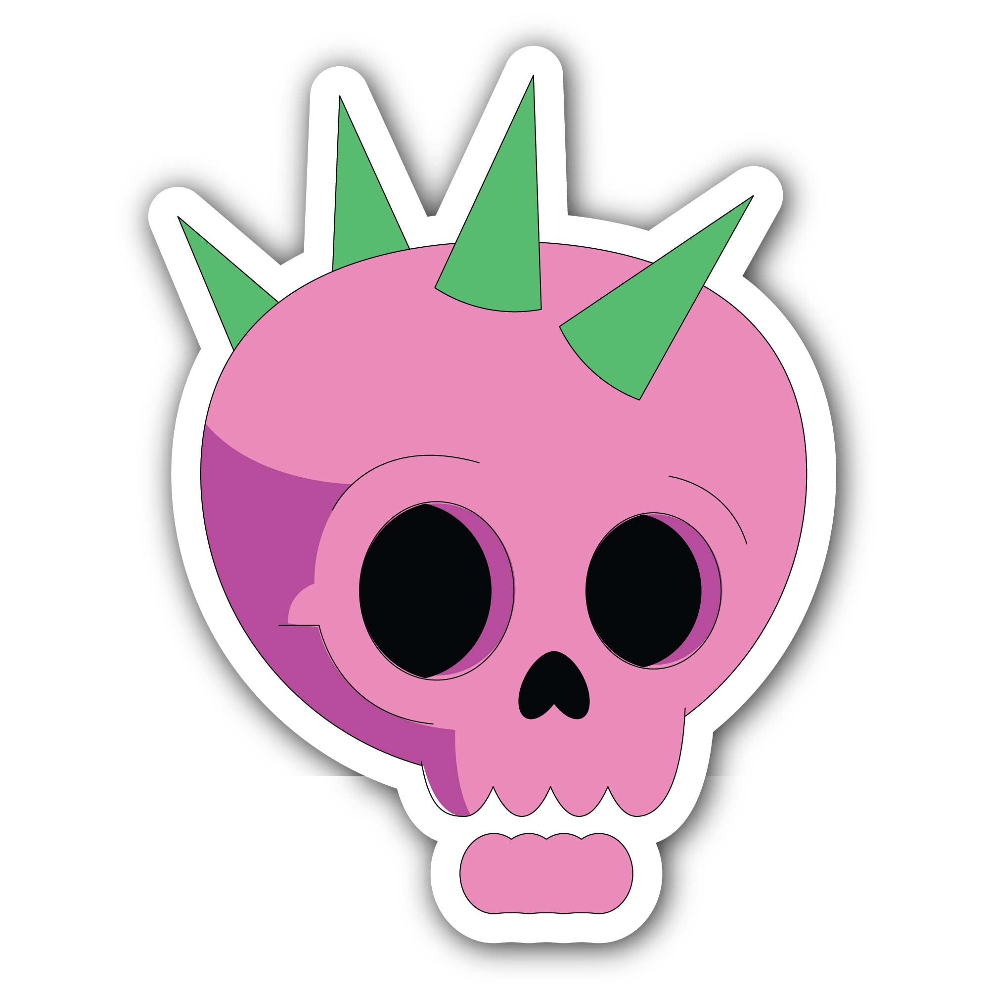 Pink Punk Skull Sticker, Waterproof Vinyl Decal Sticker Indoor Or Outdoor 2 (Pieces) 3" and 5"