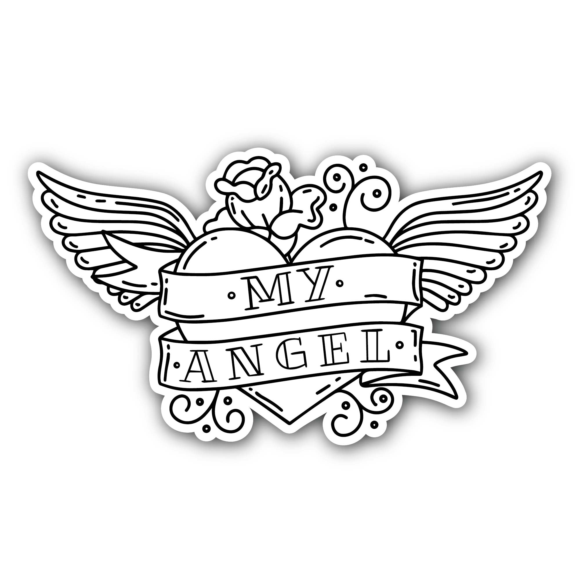 My Angel Art Sticker, Waterproof Vinyl Decal Sticker Indoor Or Outdoor 2 (Pieces) 3" and 5"