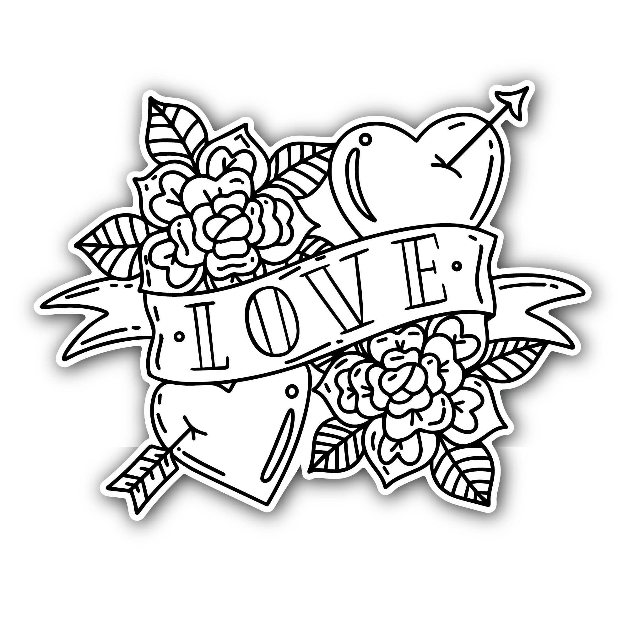 Love vector Art Sticker, Waterproof Vinyl Decal Sticker Indoor Or Outdoor 2 (Pieces) 3" and 5"