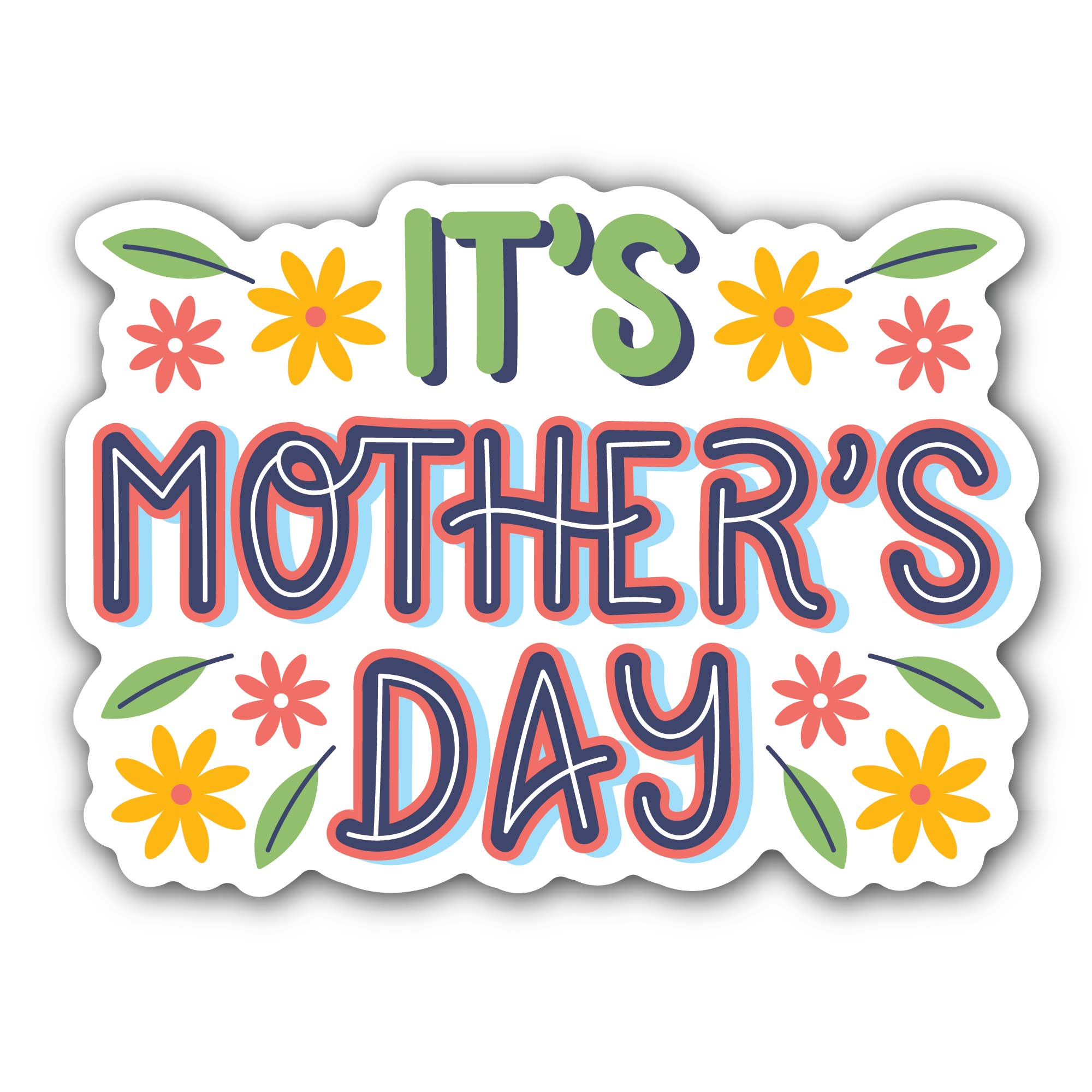 Mothers Day Colorful Sticker, Waterproof Vinyl Decal Sticker Indoor Or Outdoor 2 (Pieces) 3" and 5"
