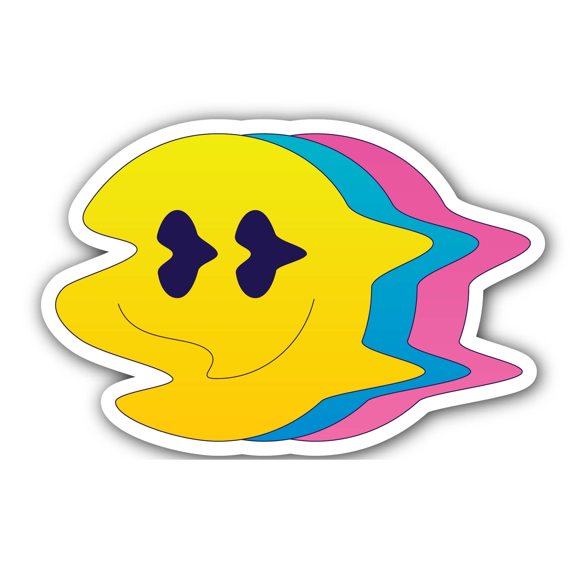 Drippy Smile Face Sticker, Waterproof Vinyl Decal Sticker Indoor Or Outdoor 2 (Pieces) 3" and 5"