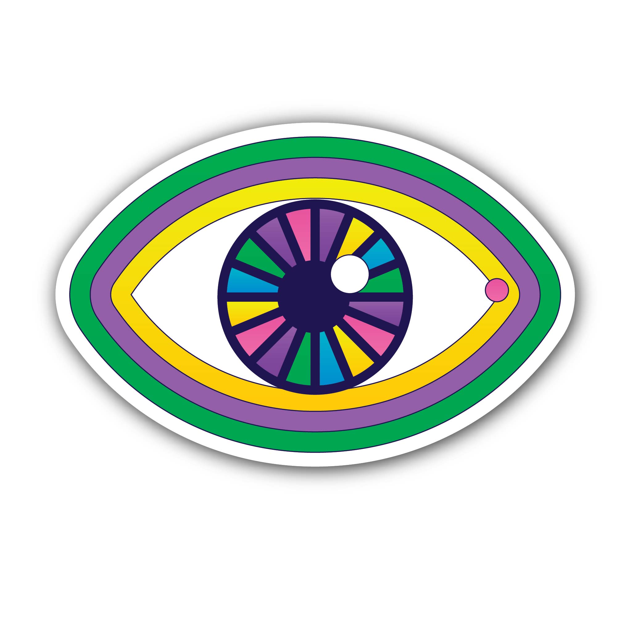 Colorful Eye Sticker, Waterproof Vinyl Decal Sticker Indoor Or Outdoor 2 (Pieces) 3" and 5"
