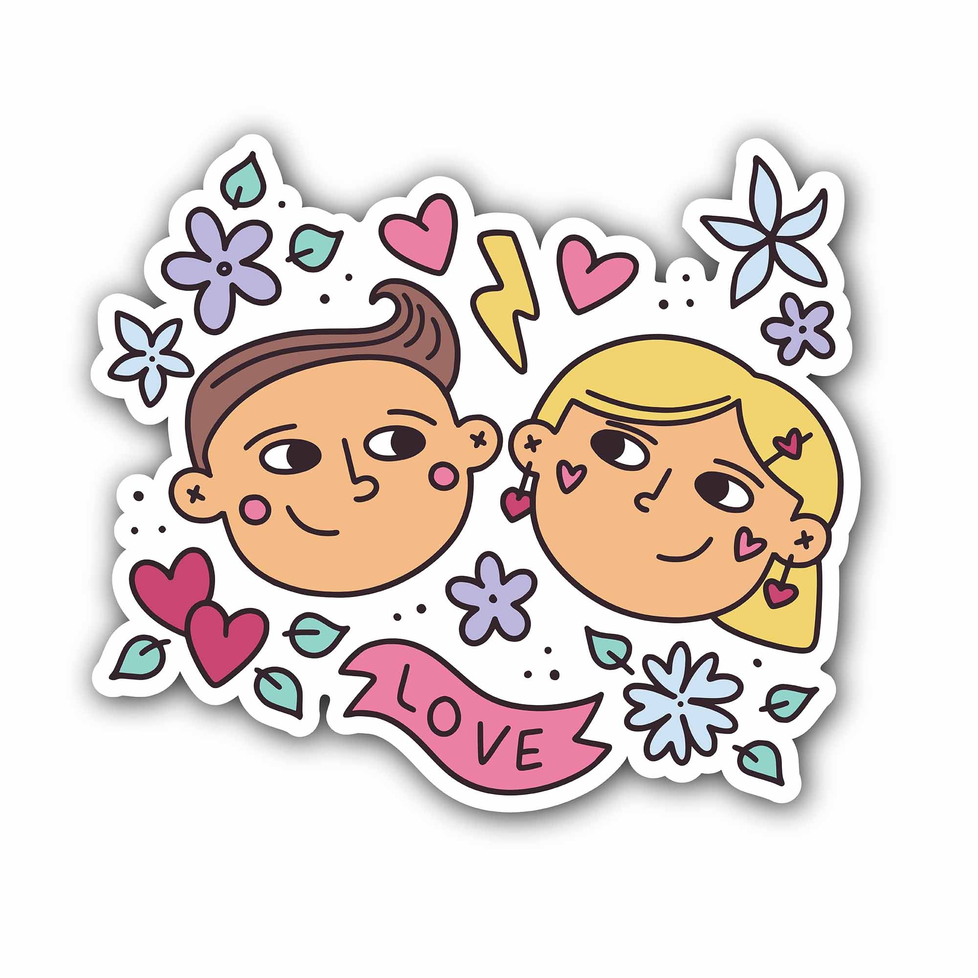 Cute Love Sticker, Waterproof Vinyl Decal Sticker Indoor Or Outdoor 2 (Pieces) 3" and 5"