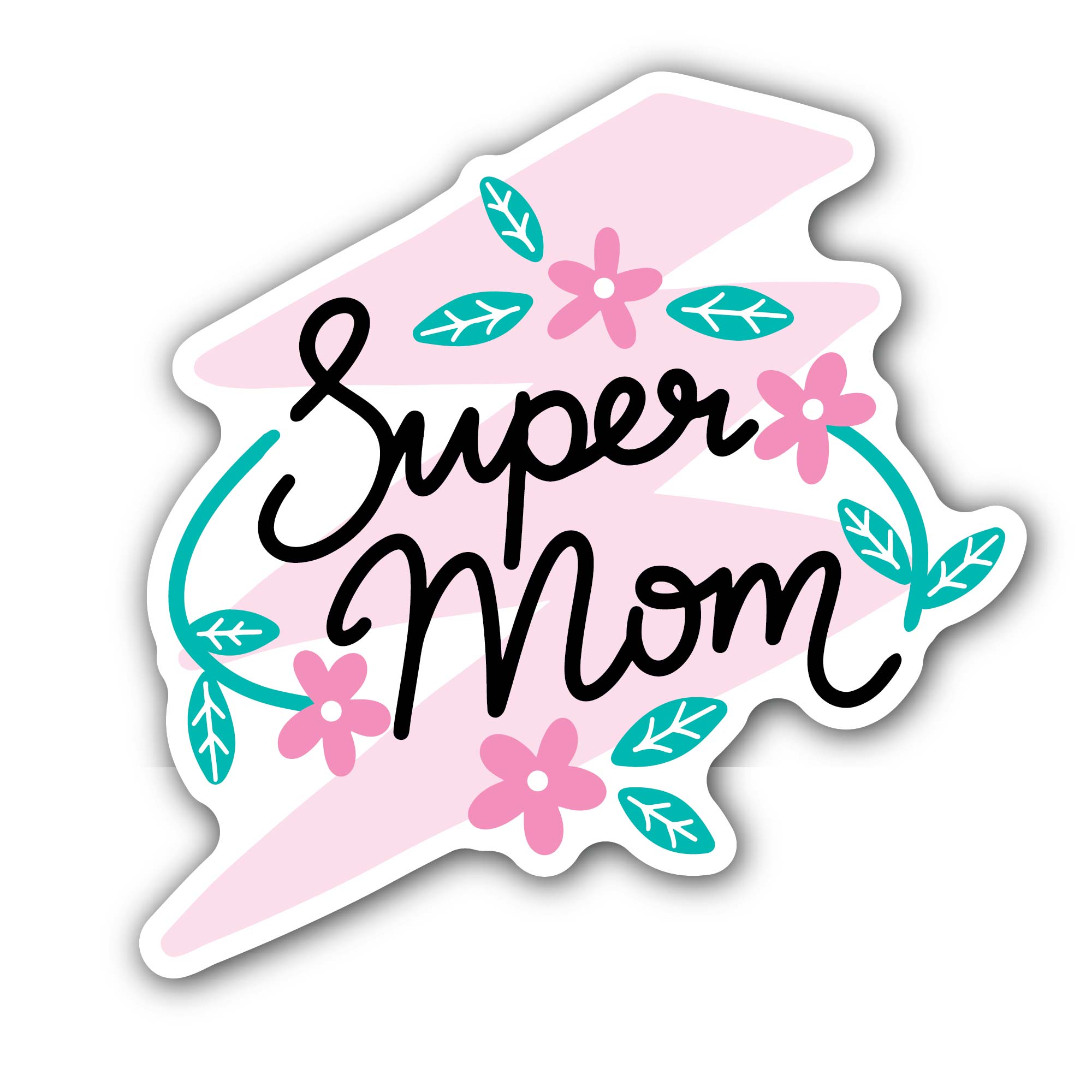 Super Mom Message Sticker, Waterproof Vinyl Decal Sticker Indoor Or Outdoor 2 (Pieces) 3" and 5"