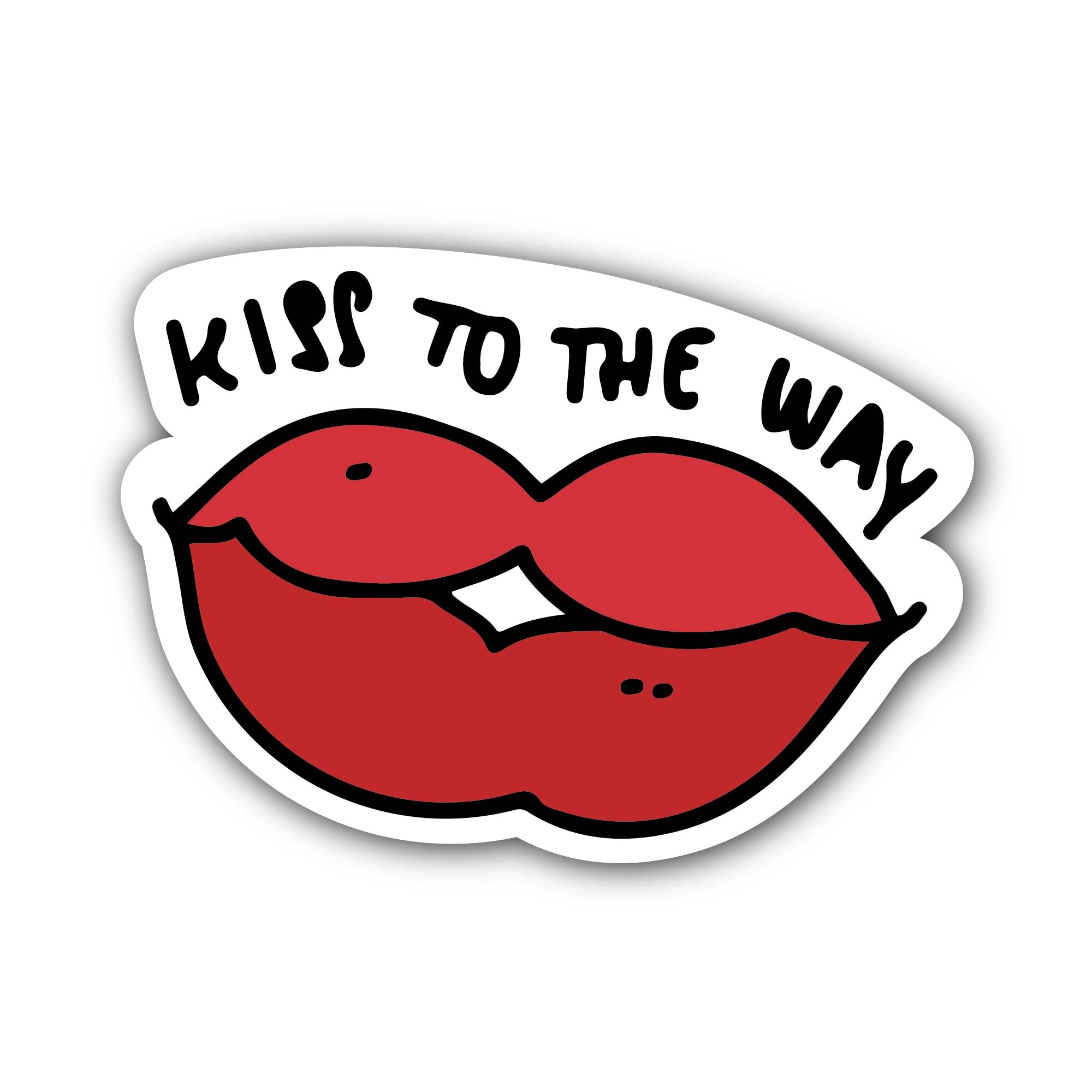 Kiss to the Way Sticker, Waterproof Vinyl Decal Sticker Indoor Or Outdoor 2 (Pieces) 3" and 5"