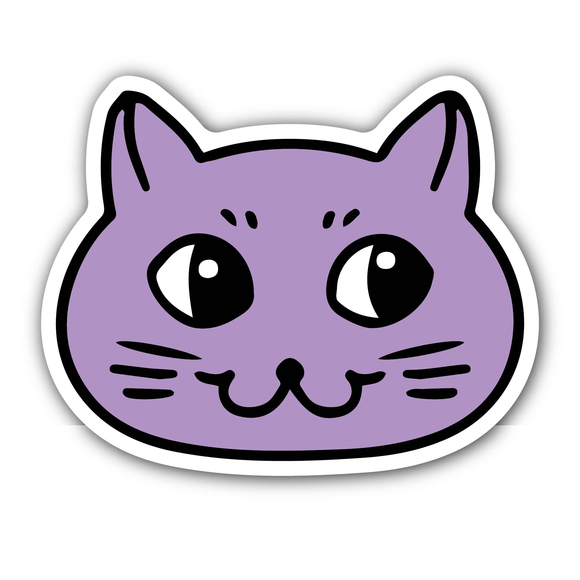 Purple cat Face Sticker, Waterproof Vinyl Decal Sticker Indoor Or Outdoor 2 (Pieces) 3" and 5"