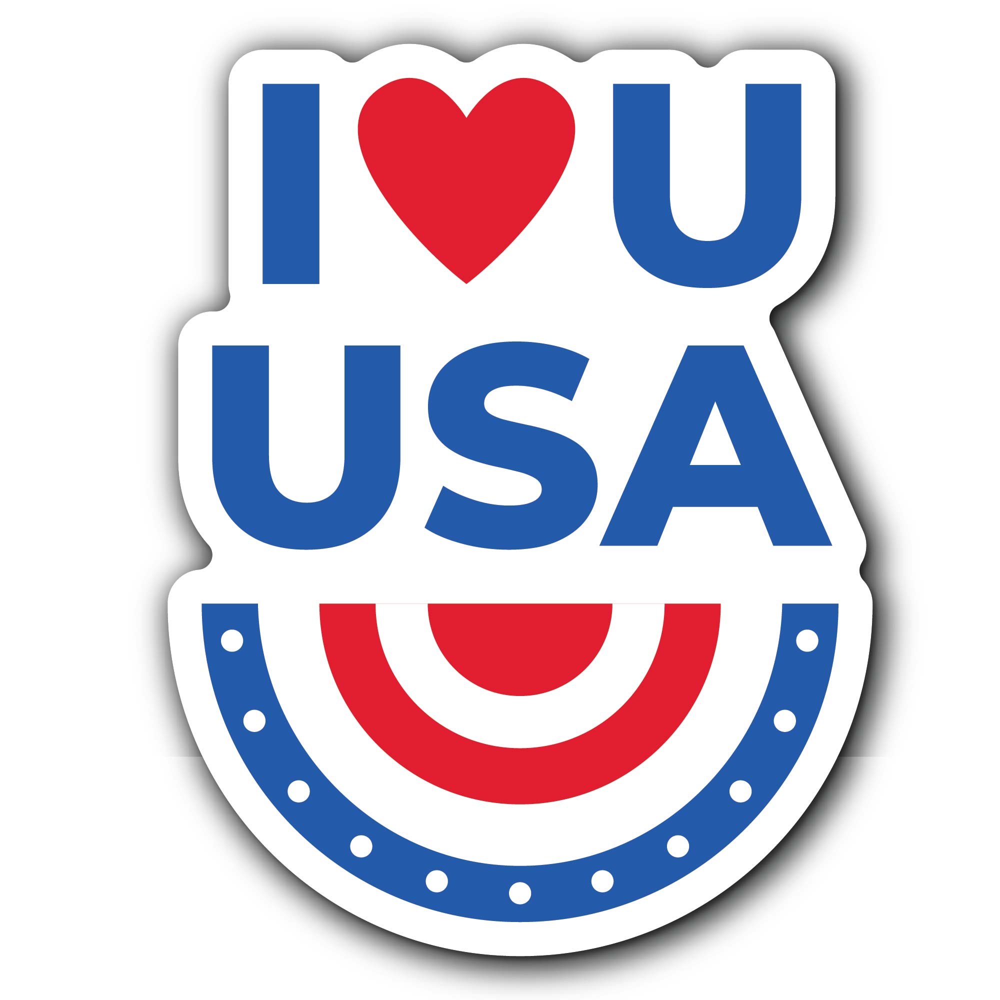 I Love USA Sticker, Waterproof Vinyl Decal Sticker Indoor Or Outdoor 2 (Pieces) 3" and 5"