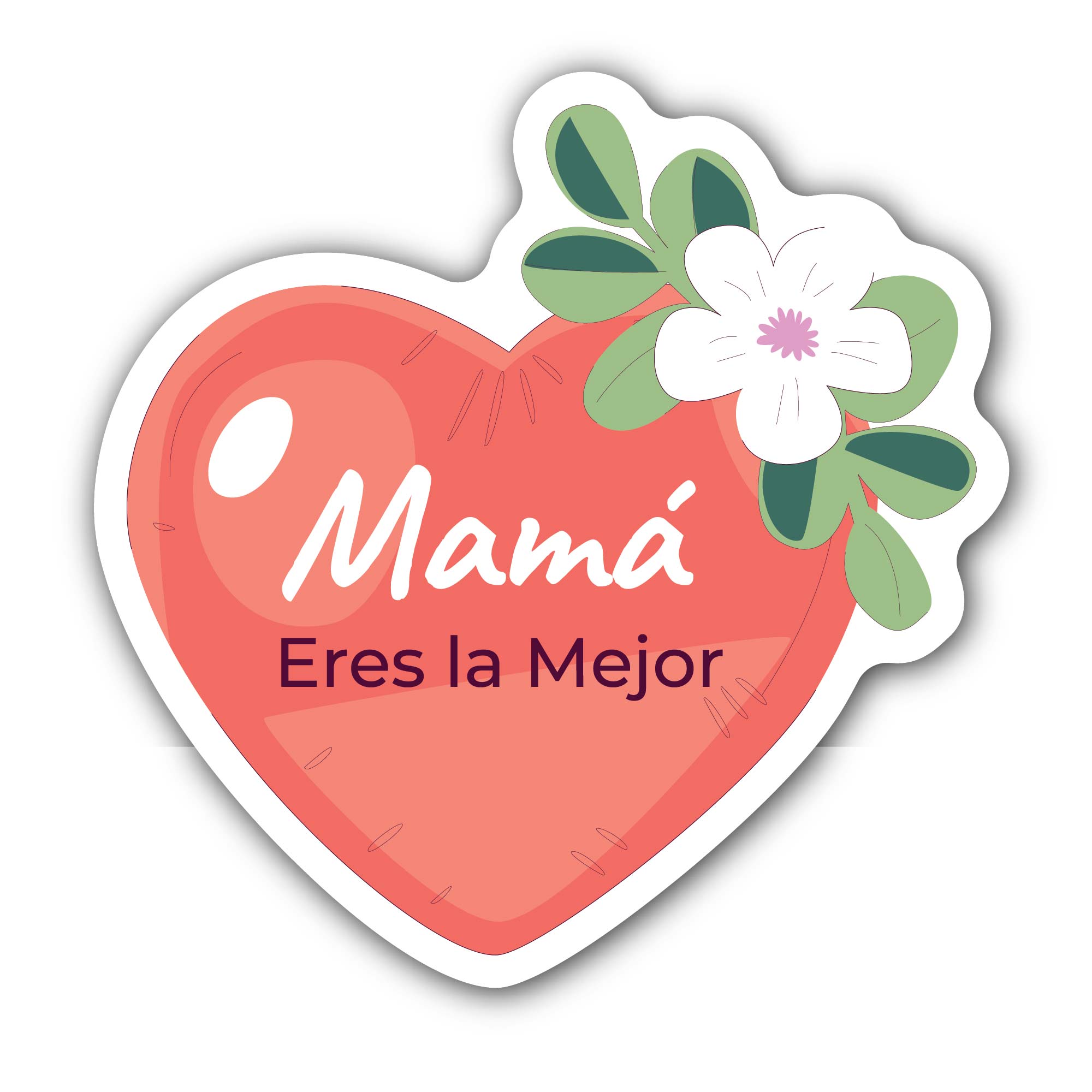 Heart for Mom Sticker, Waterproof Vinyl Decal Sticker Indoor Or Outdoor 2 (Pieces) 3" and 5"