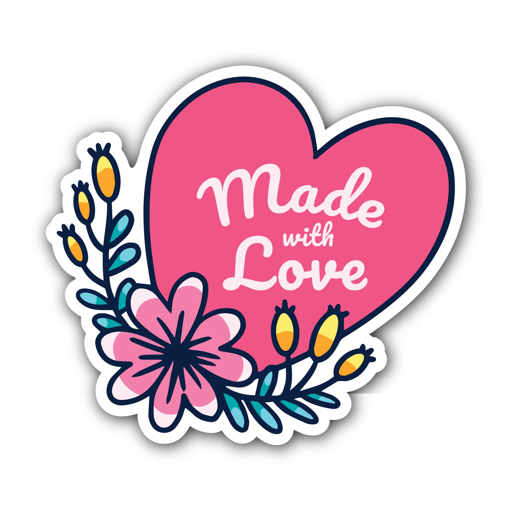 Made with Love Sticker, Waterproof Vinyl Decal Sticker Indoor Or Outdoor 2 (Pieces) 3" and 5"