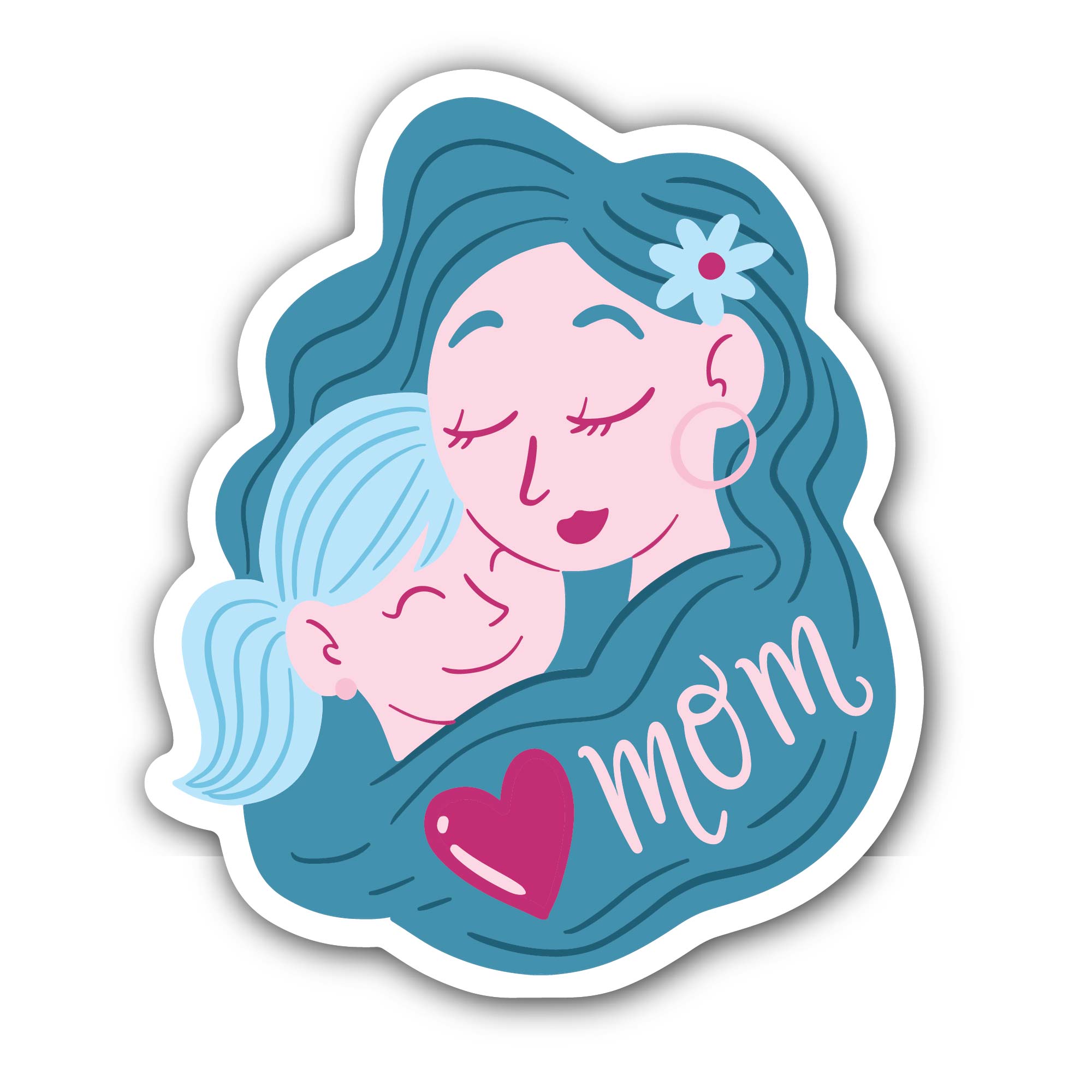 Mom's Love Sticker, Waterproof Vinyl Decal Sticker Indoor Or Outdoor 2 (Pieces) 3" and 5"