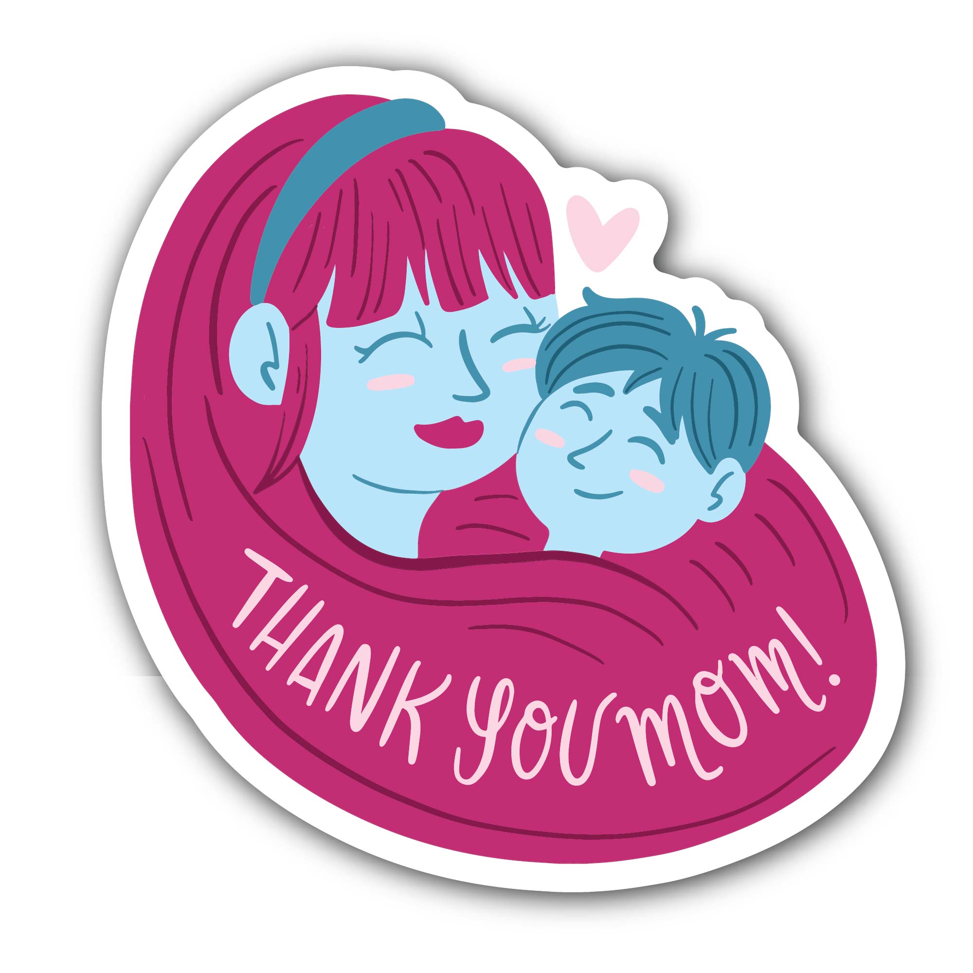 Thank you Mom Sticker, Waterproof Vinyl Decal Sticker Indoor Or Outdoor 2 (Pieces) 3" and 5"