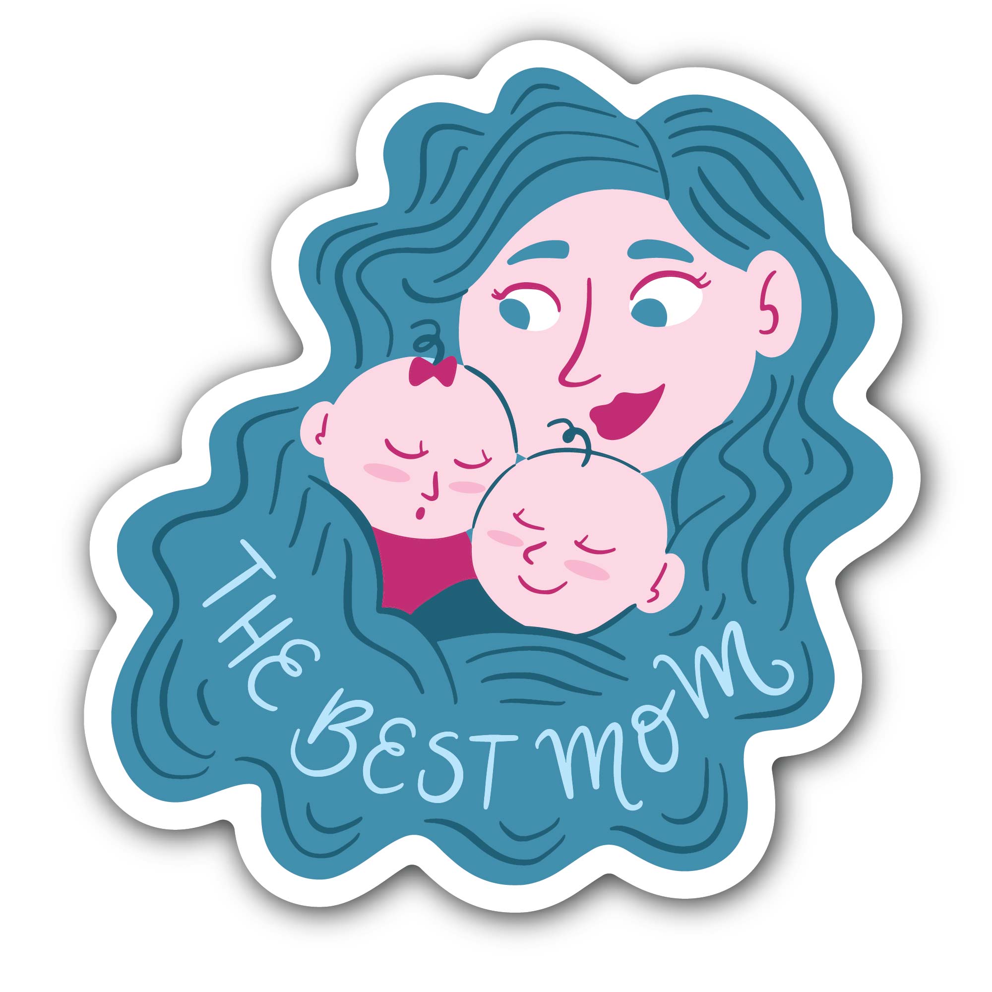 The Best Mom Sticker, Waterproof Vinyl Decal Sticker Indoor Or Outdoor 2 (Pieces) 3" and 5"