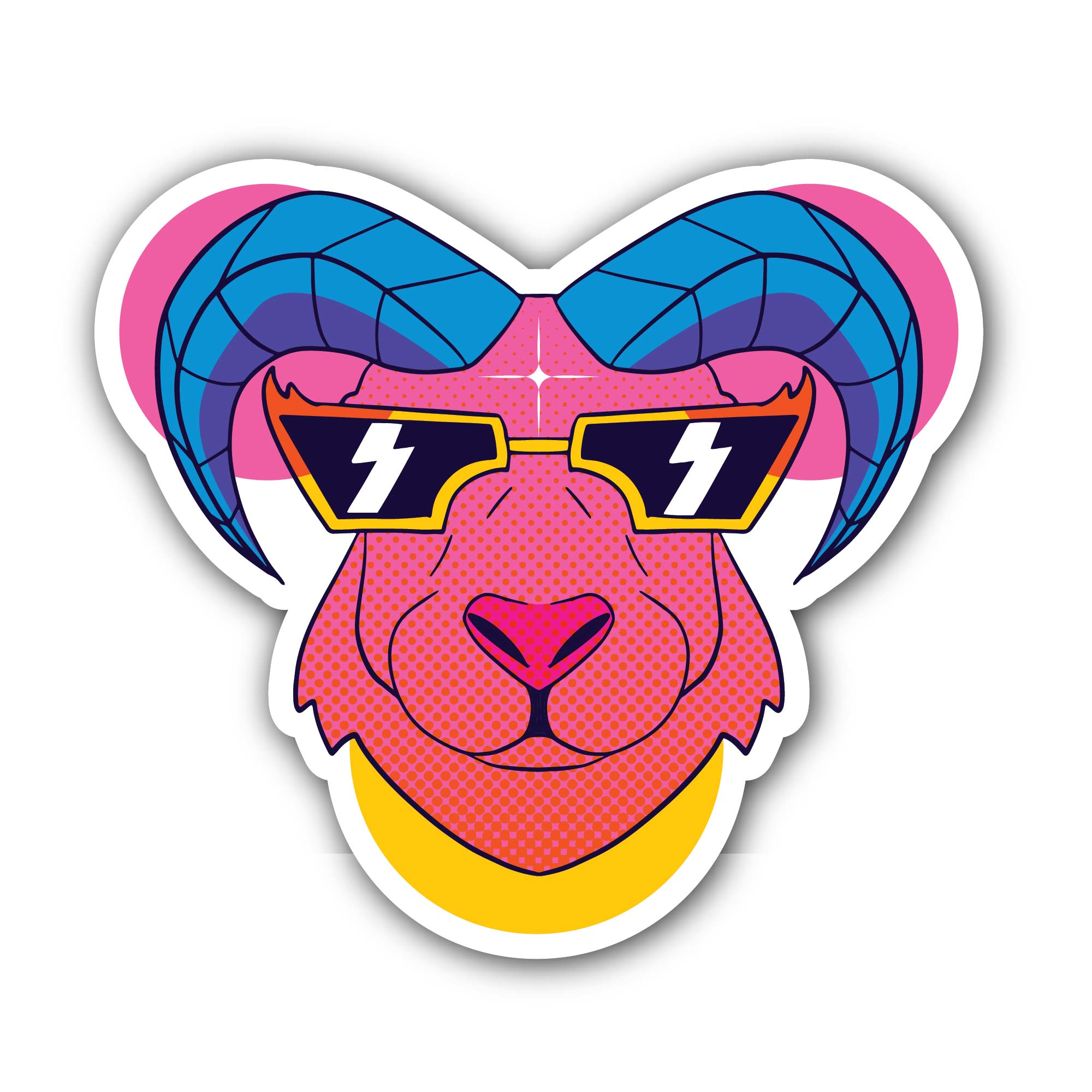 Cool Sheep Sticker, Waterproof Vinyl Decal Sticker Indoor Or Outdoor 2 (Pieces) 3" and 5"