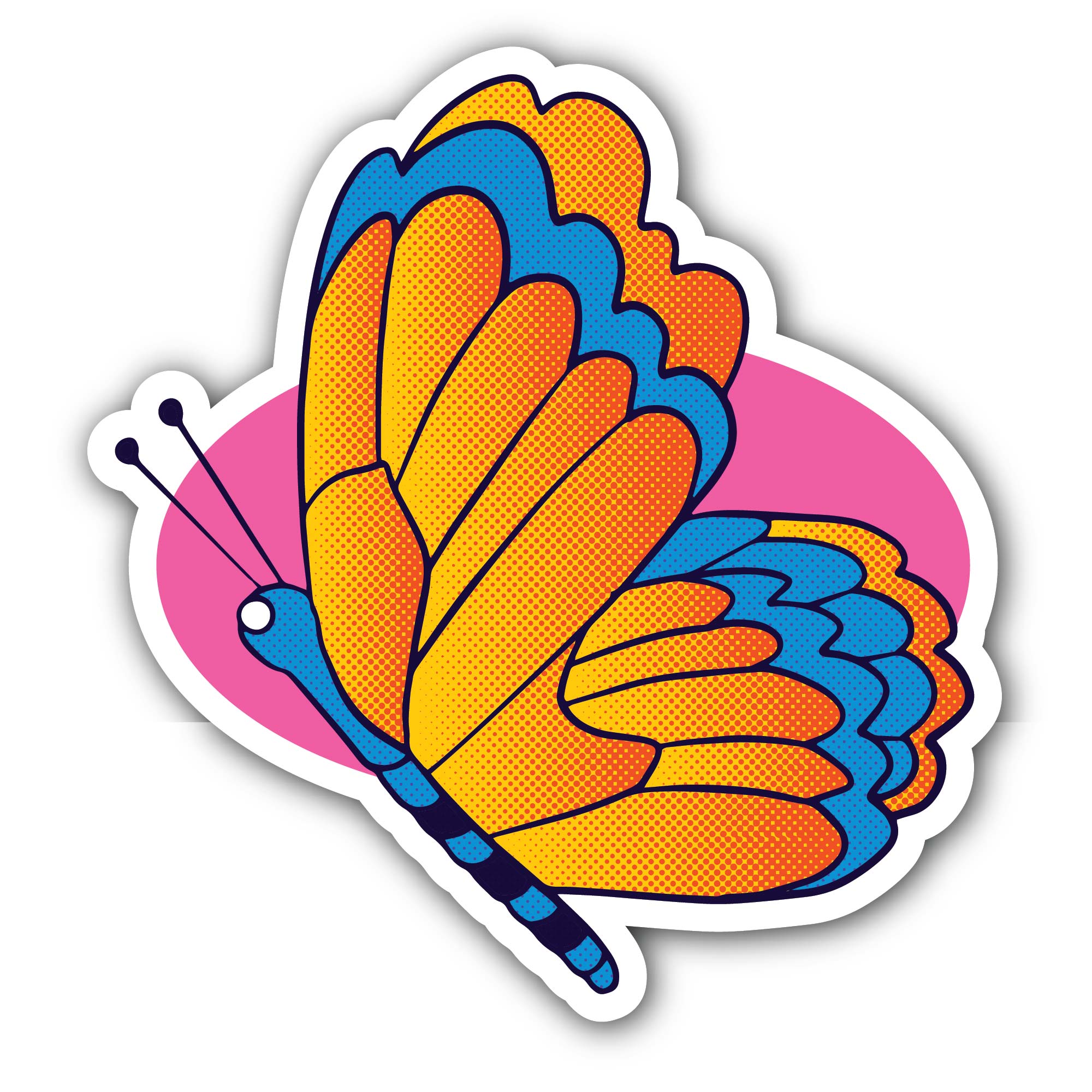 Colorful butterfly Sticker, Waterproof Vinyl Decal Sticker Indoor Or Outdoor 2 (Pieces) 3" and 5"