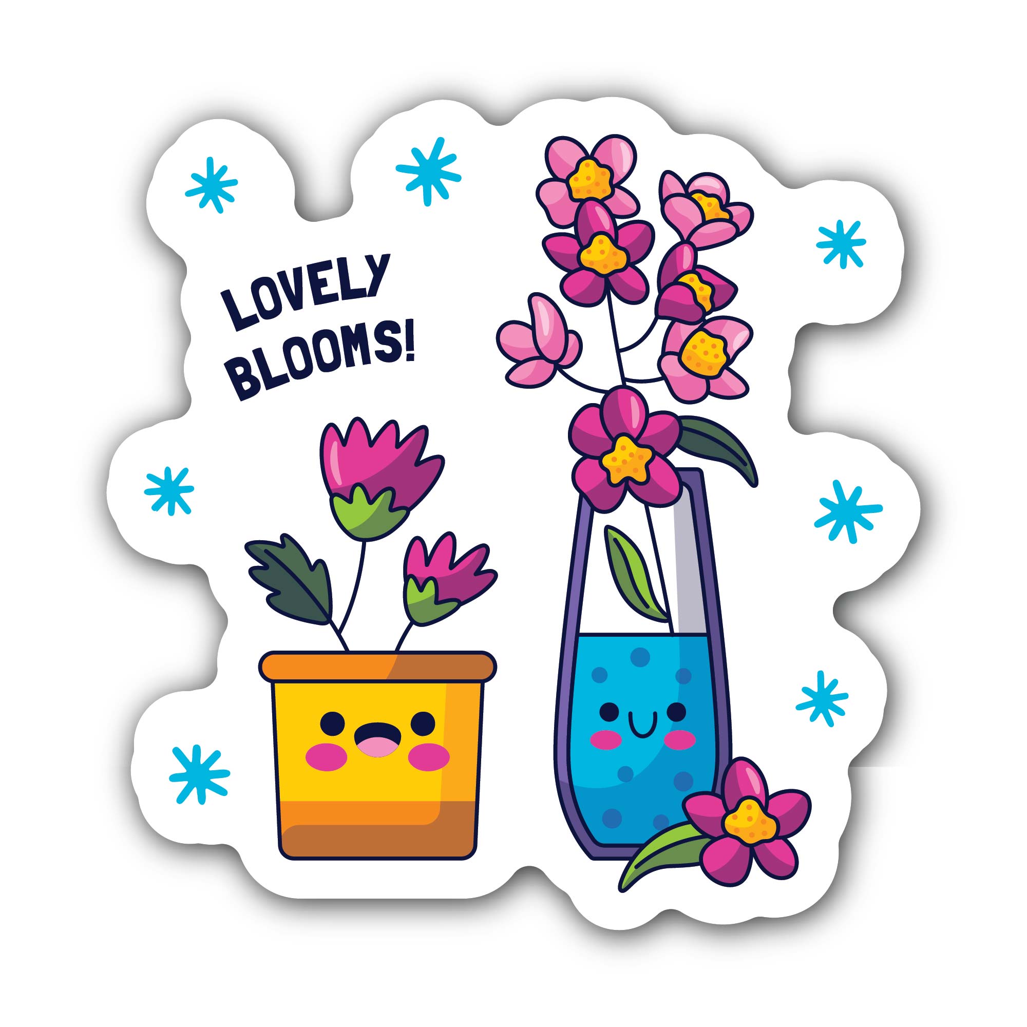 Lovely Blooms Sticker, Waterproof Vinyl Decal Sticker Indoor Or Outdoor 2 (Pieces) 3" and 5"