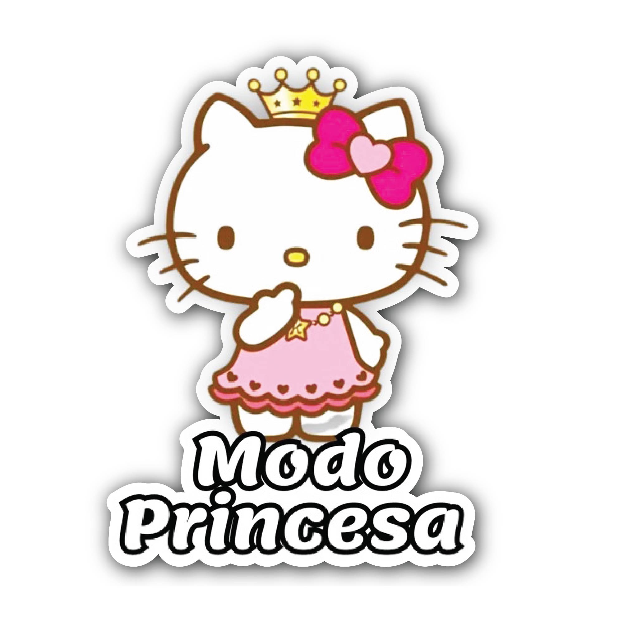 Kitty Modo princesa Sticker, Waterproof Vinyl Decal Sticker Indoor Or Outdoor 2 (Pieces) 3" and 5"
