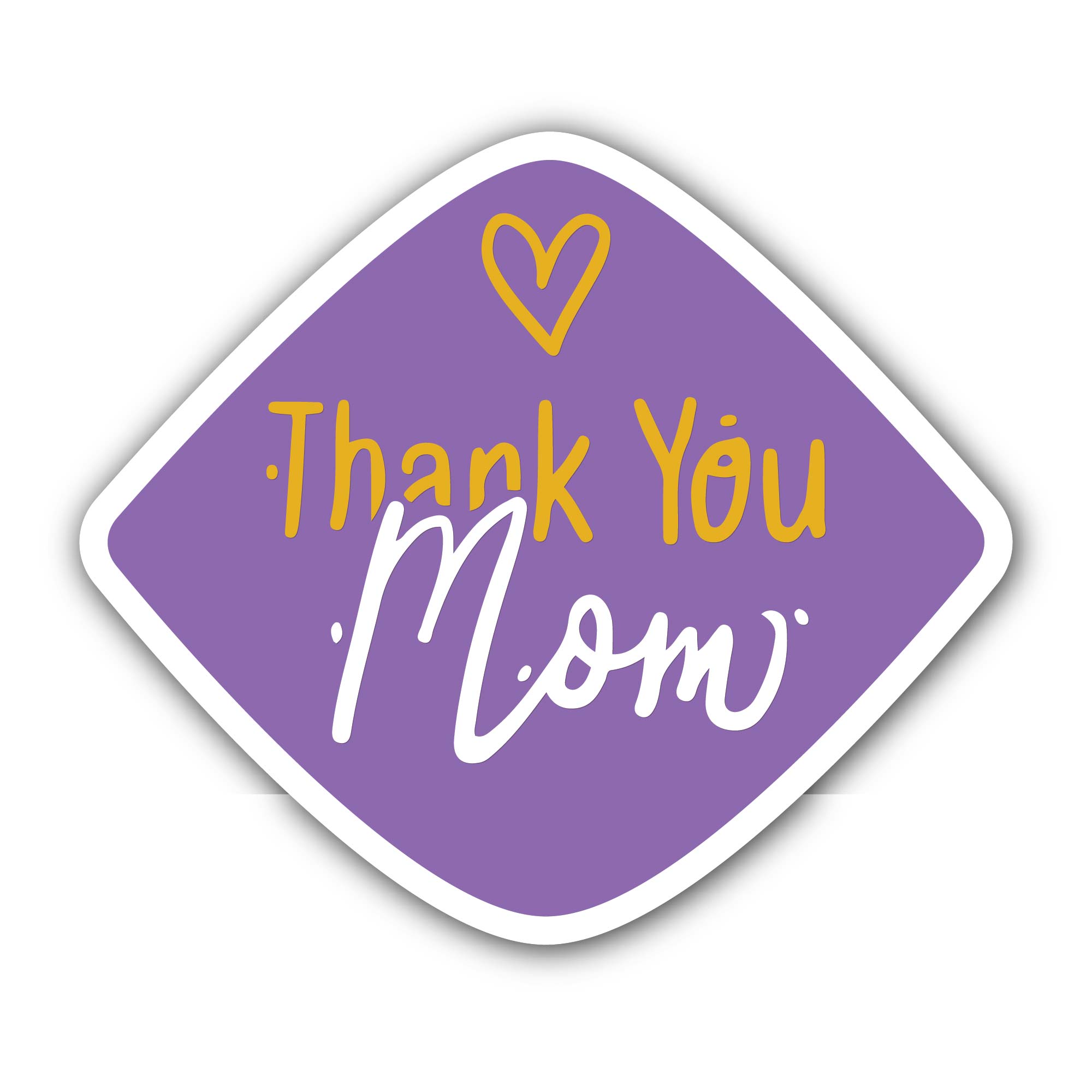 Purple Background & Thank you Mom Sticker, Waterproof Vinyl Decal Sticker Indoor Or Outdoor 2 (Pieces) 3" and 5"