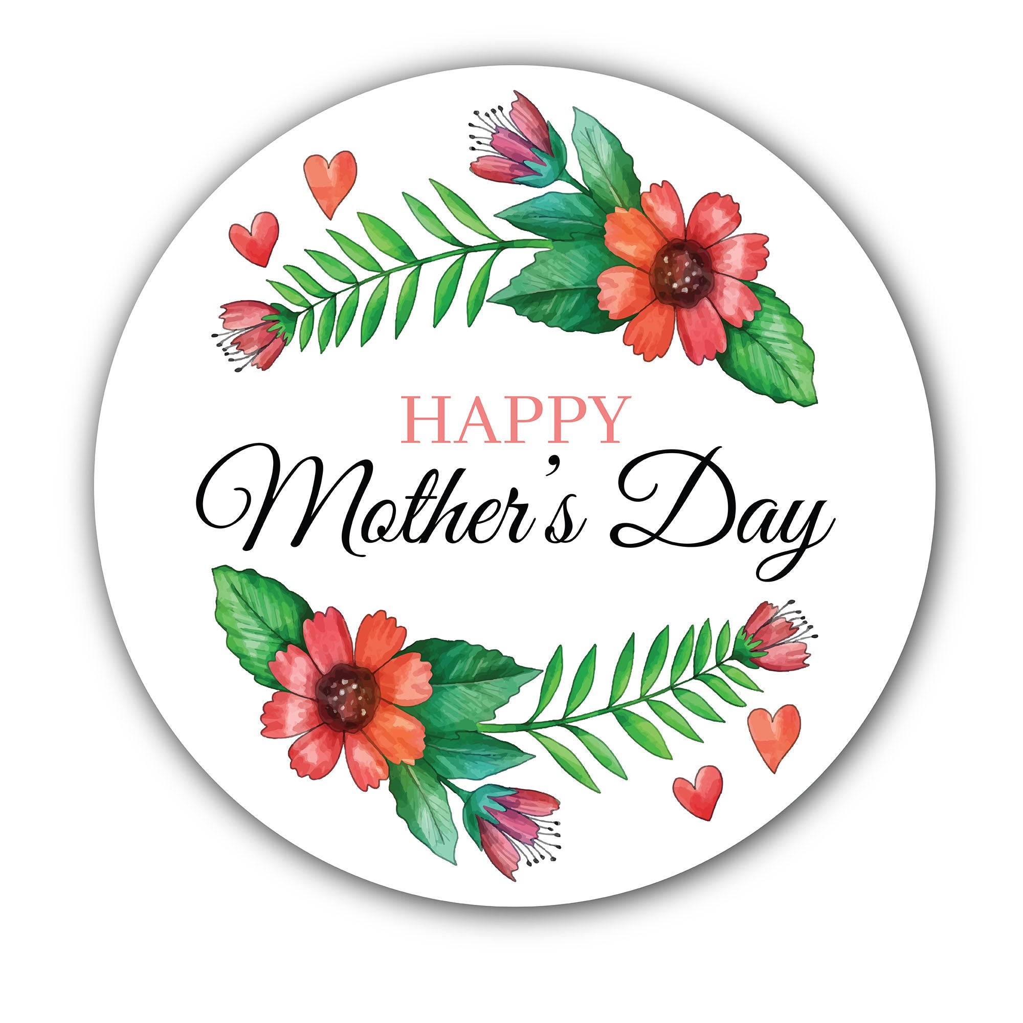 Happy Mother's Day Floral Frame Background Sticker, Waterproof Vinyl Decal Sticker Indoor Or Outdoor 2 (Pieces) 3" and 5"