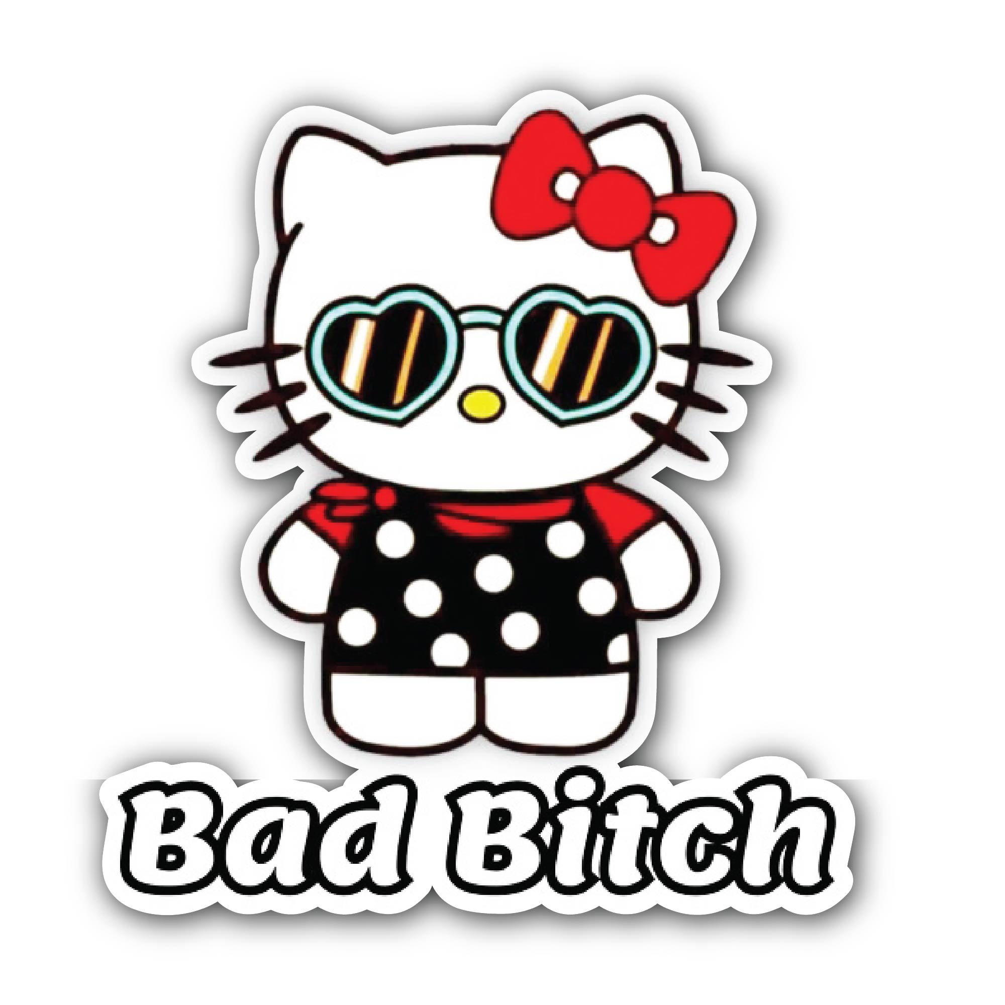 Bad Bitch Hello Kitty Sticker, Waterproof Vinyl Decal Sticker Indoor Or Outdoor 2 (Pieces) 3" and 5"