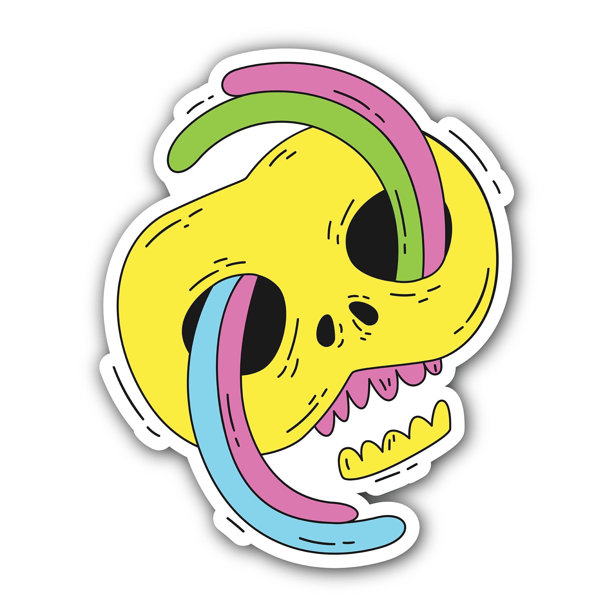 Yellow Skull Sticker, Waterproof Vinyl Decal Sticker Indoor Or Outdoor 2 (Pieces) 3" and 5"