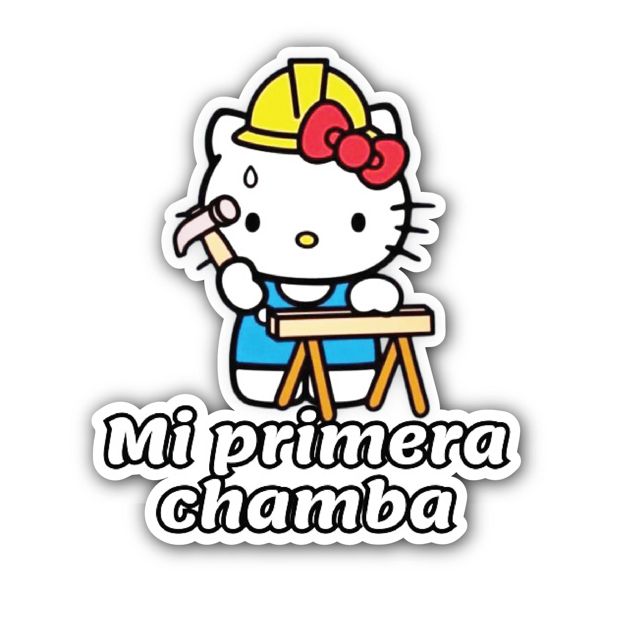 Mi Primera Chamba hello kitty Sticker, Waterproof Vinyl Decal Sticker Indoor Or Outdoor 2 (Pieces) 3" and 5"