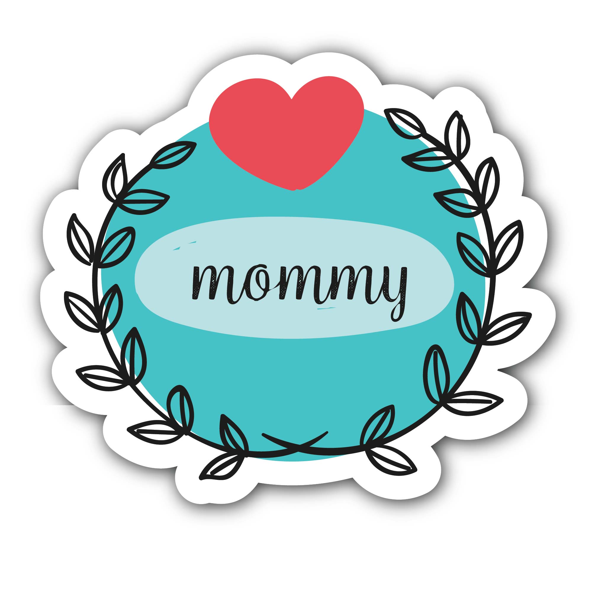 Mommy & Red Heart Sticker, Waterproof Vinyl Decal Sticker Indoor Or Outdoor 2 (Pieces) 3" and 5"