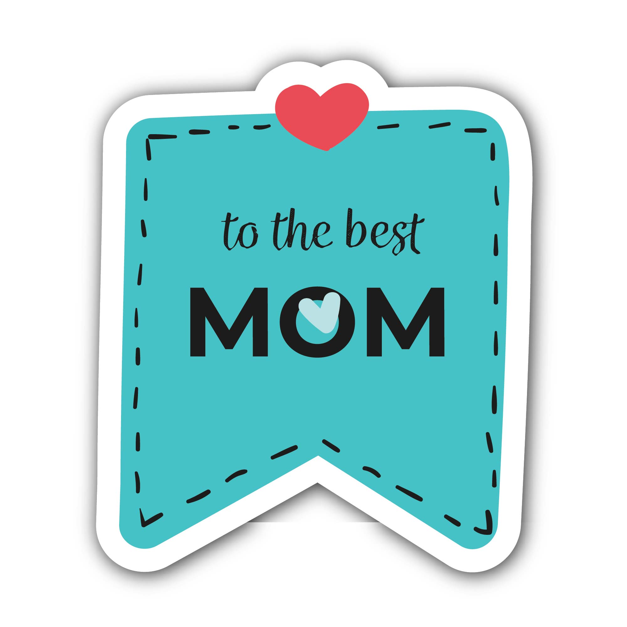 Best Mom & Red Heart Sticker, Waterproof Vinyl Decal Sticker Indoor Or Outdoor 2 (Pieces) 3" and 5"