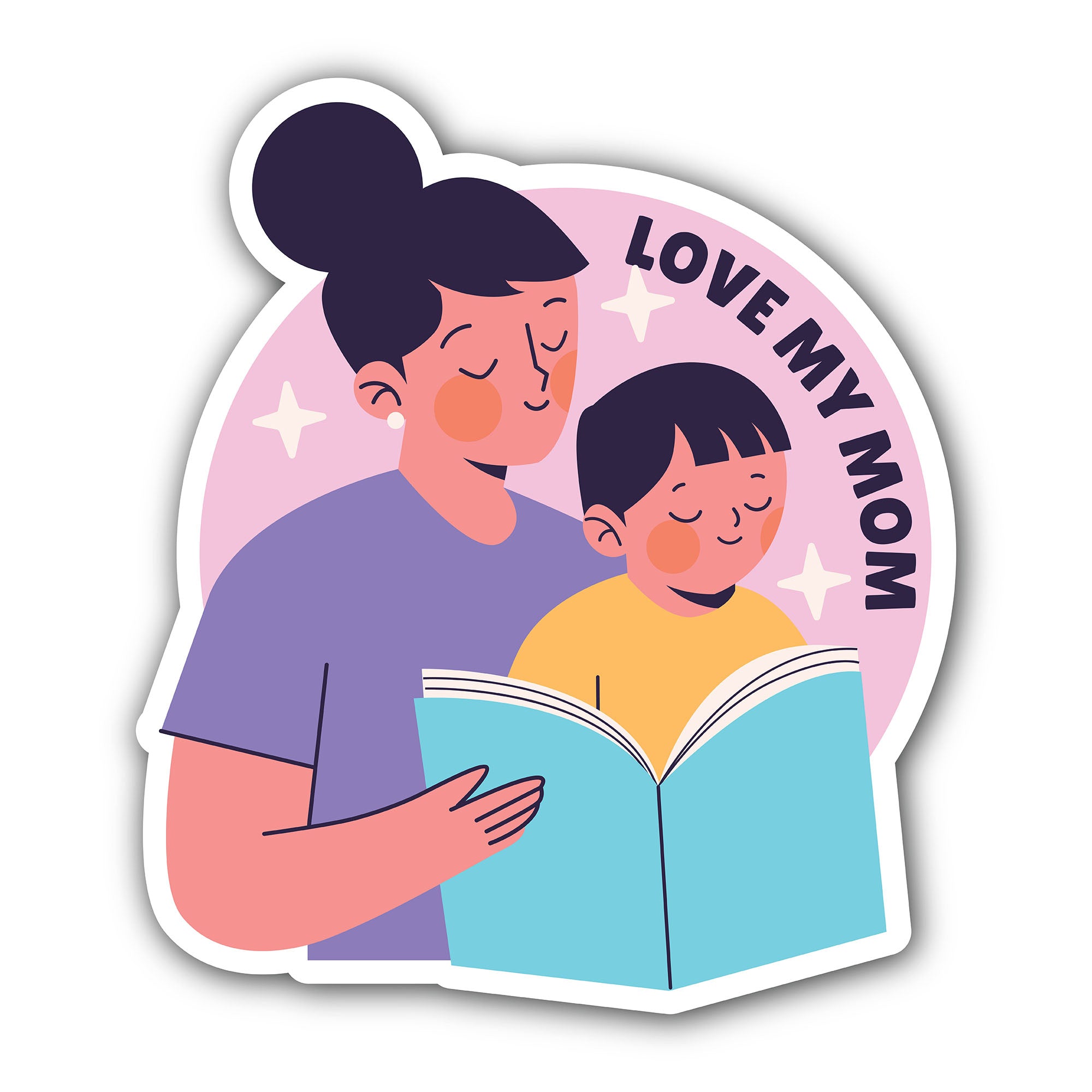 Love my mom Sticker, Waterproof Vinyl Decal Sticker Indoor Or Outdoor 2 (Pieces) 3" and 5"