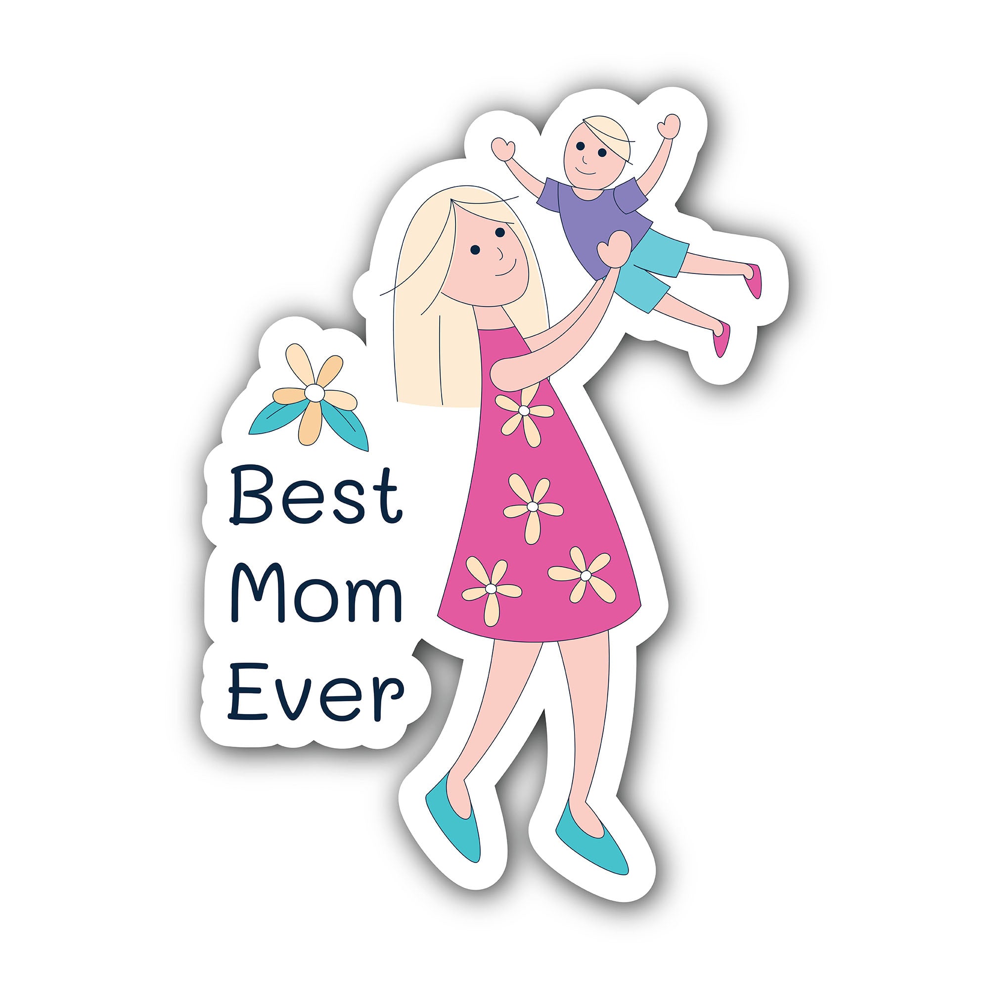 Best Mom Ever Sticker, Waterproof Vinyl Decal Sticker Indoor Or Outdoor 2 (Pieces) 3" and 5"