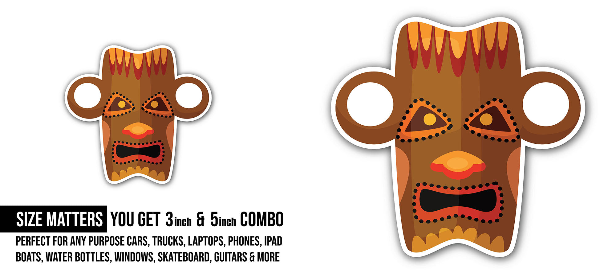 Pagan idol mask Sticker, Waterproof Vinyl Decal Sticker Indoor Or Outdoor 2 (Pieces) 3" and 5"